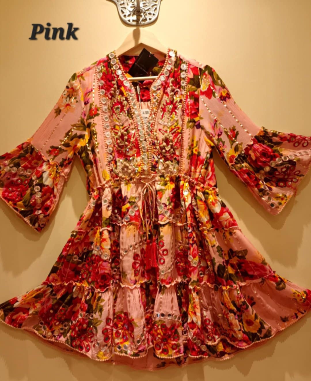 THE 'CATALINA' STUNNING VINTAGE FLORAL PRINT EMBELLISHED FLIPPY DRESS FROM OUR SPANISH COLLECTION CHOOSE YOUR COLOUR!