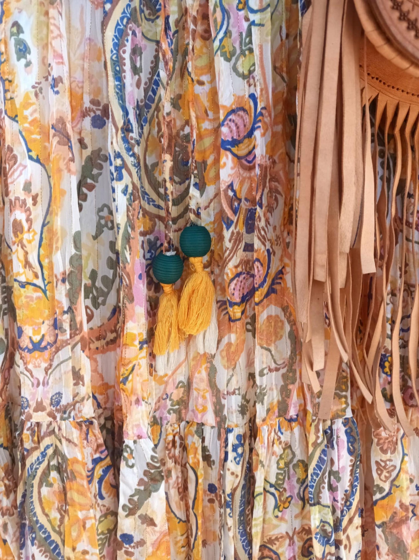 'ELEANOR' STUNNING PLISSE ANGEL SLEEVE MAGIC DRESS WITH SWISHY HEM AND TASSEL TIE DETAIL. ICE CREAM COLOURS