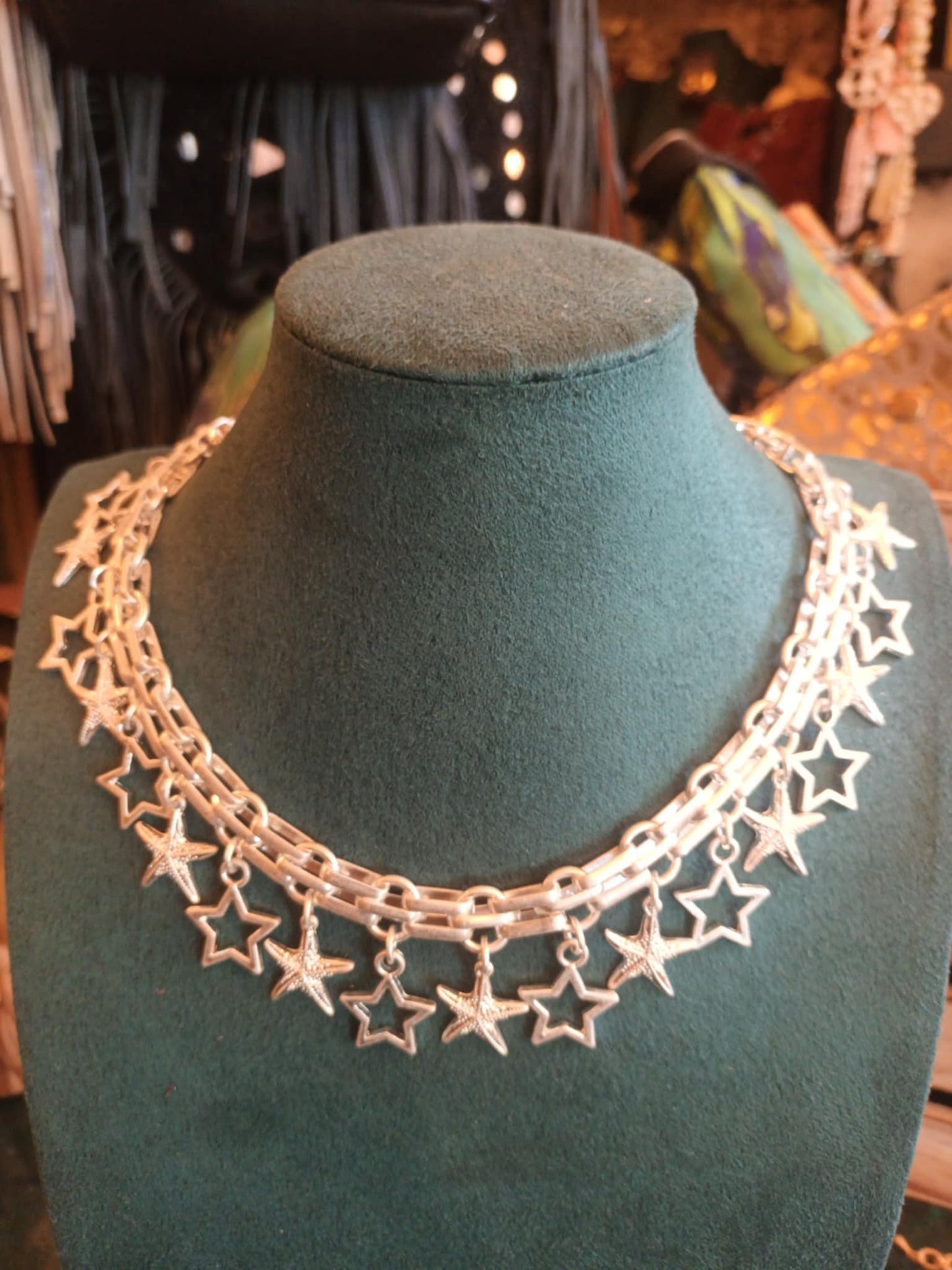 THE 'STARGAZER' STUNNING SHIMMERY STAR EMBELLISHED NECKLACE IN SILVER OR GOLD COLOURS