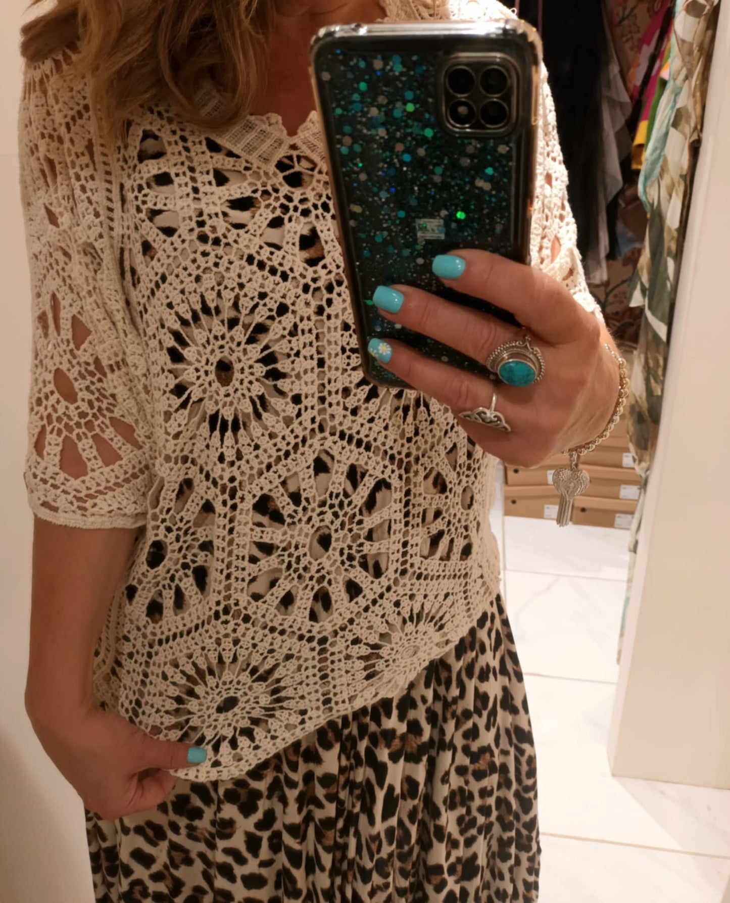 THE 'KIERA' STUNNING LIGHTWEIGHT CROCHET BATWING TOP IN 100% COTTON IN WHITE, BLACK OR CREAM