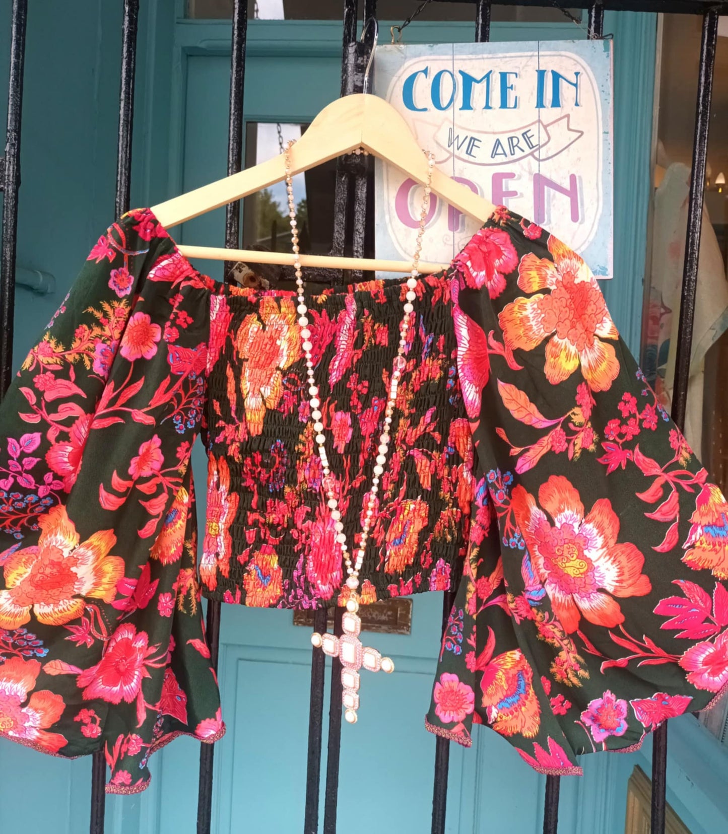 THE MARISOL TWO PIECE SUIT WITH ANGEL SLEEVES AND FULL CIRCLE SKIRT FROM OUR EXCLUSIVE SPANISH COLLECTION