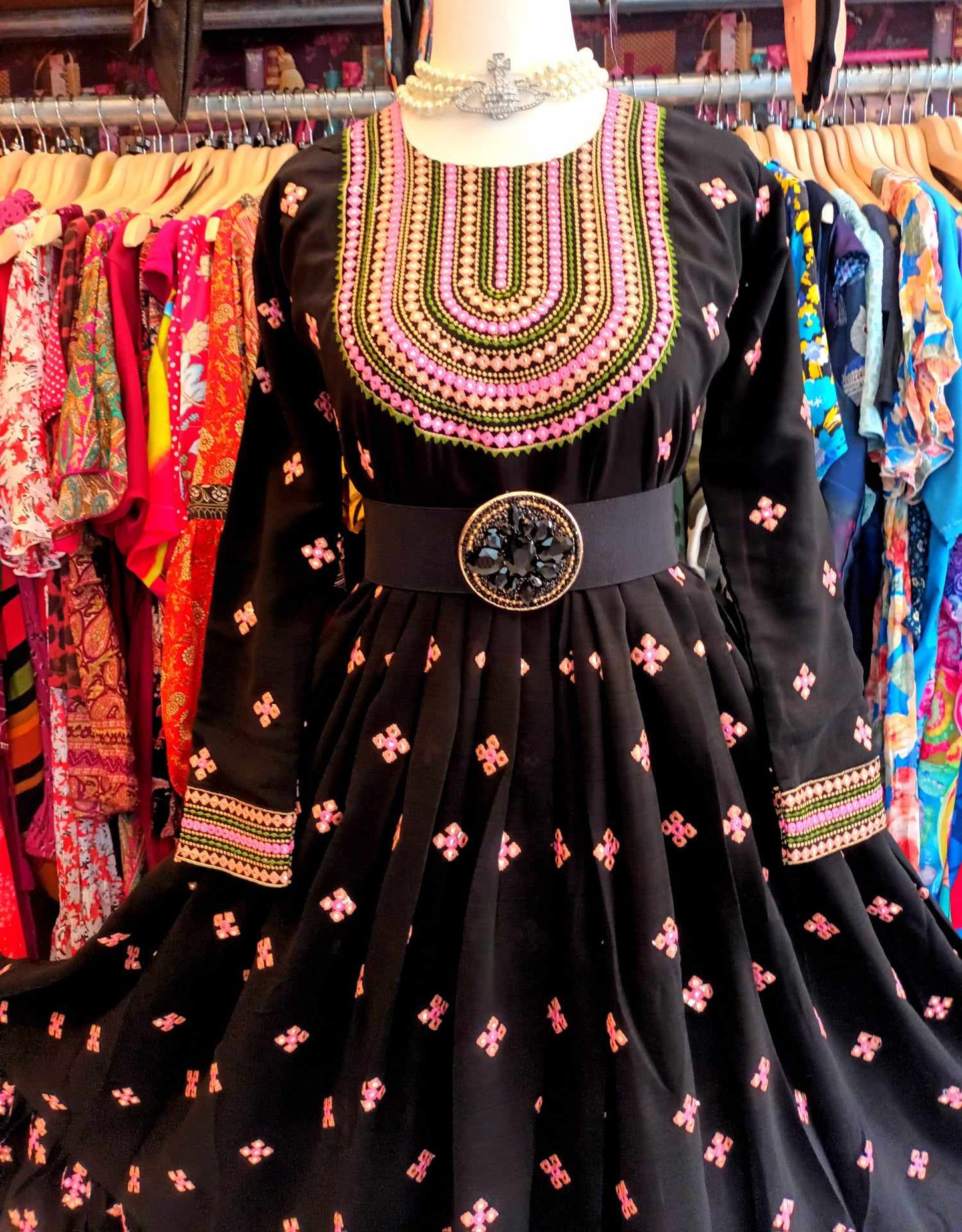 'GOA NIGHTS' EXQUISITE RICHLY EMBROIDERED SUMPTUOUSLY SWISHY EMBELLISHED BODICE DRESS