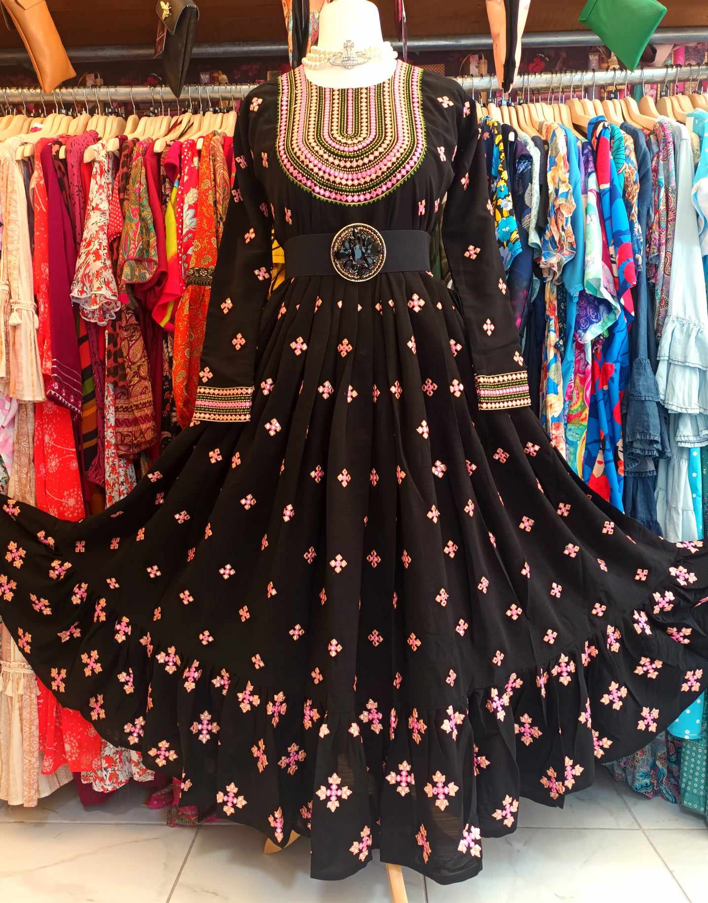 'GOA NIGHTS' EXQUISITE RICHLY EMBROIDERED SUMPTUOUSLY SWISHY EMBELLISHED BODICE DRESS