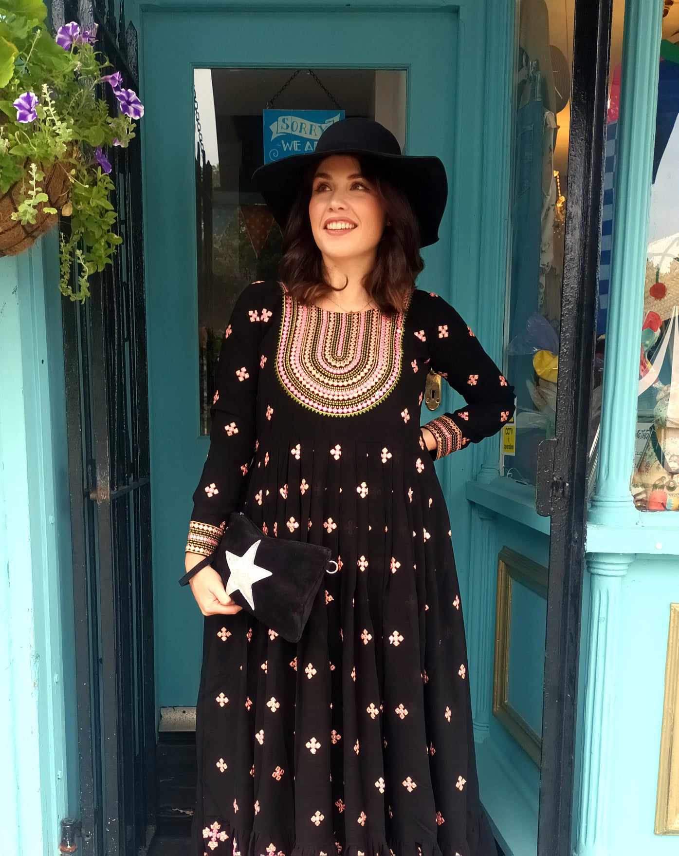 'GOA NIGHTS' EXQUISITE RICHLY EMBROIDERED SUMPTUOUSLY SWISHY EMBELLISHED BODICE DRESS