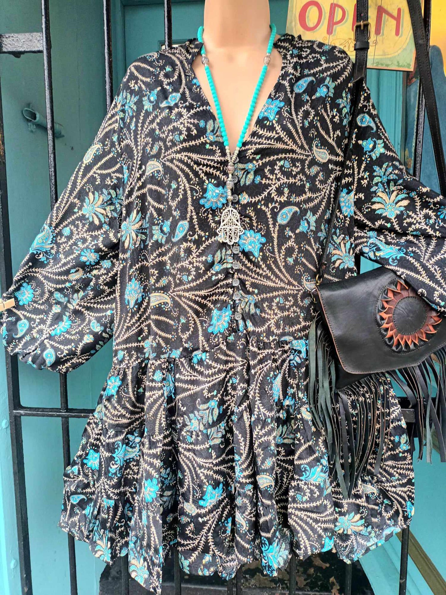 THE 'PARADISO GARDENIA' DRESS BUTTON FRONT BALLOON SLEEVE DRESS FROM OUR EXCLUSIVE SPANISH RANGE