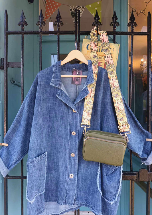 THE 'PADSTOW' FISHERMAN'S STYLE SUPERSOFT DENIM JACKET WITH BATWING SLEEVES