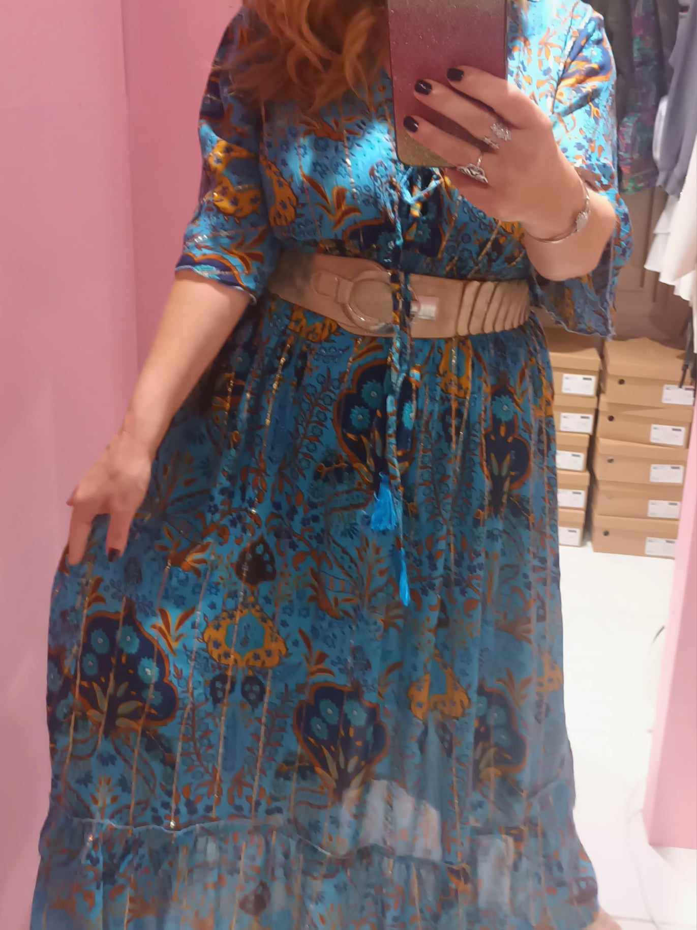 'JAIPUR PALACE' BEAUTIFUL BOHEMIAN PRINT FLUTTER SLEEVE FLATTERING SHIRRED WAIST DRESS UK 12-20