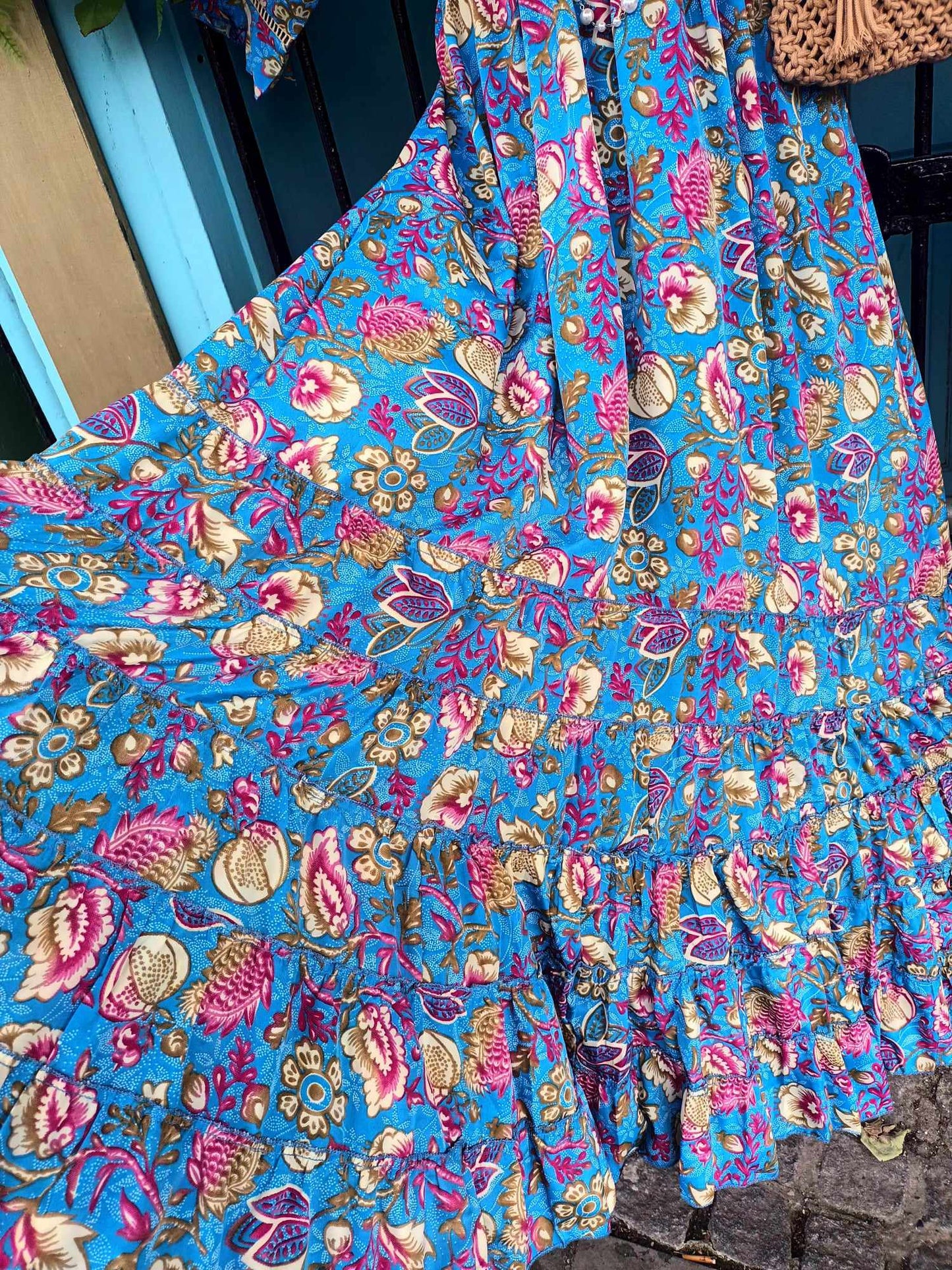 THE 'MIDNIGHT FIESTA' GARDENIA DRESS IN CORNFLOWER BLUE FROM OUR EXCLUSIVE SPANISH COLLECTION