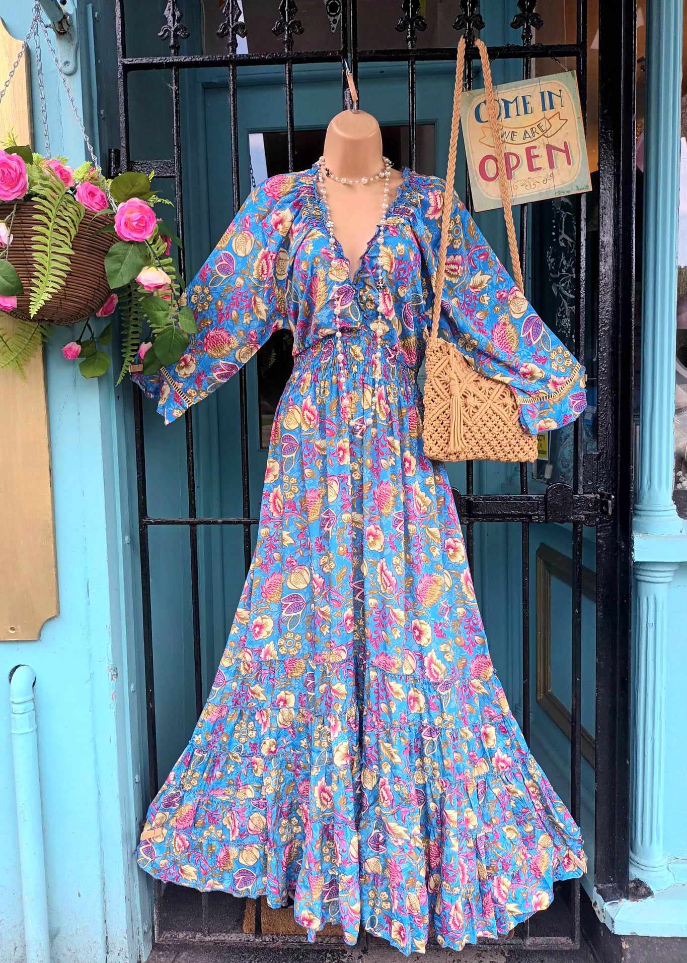 THE 'MIDNIGHT FIESTA' GARDENIA DRESS IN CORNFLOWER BLUE FROM OUR EXCLUSIVE SPANISH COLLECTION
