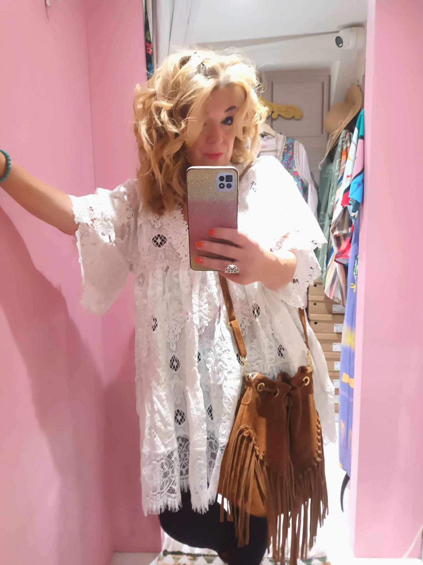 THE 'ANGEL' 100% COTTON SNOWY WHITE LACE VINTAGE STYLE TUNIC TOP/SMOCK DRESS