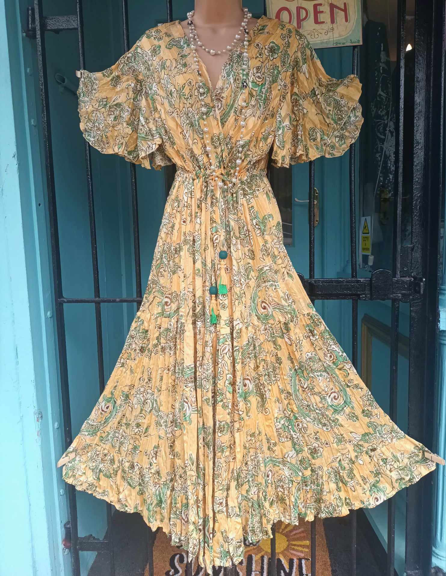 ELEANOR' STUNNING PLISSE SWISHY ANGEL SLEEVE DRESS WITH TASSEL BELT I Want that Dress ELEANOR' STUNNING PLISSE SWISHY ANGEL SLEEVE DRESS WITH TASSEL BELT I Want that Dress