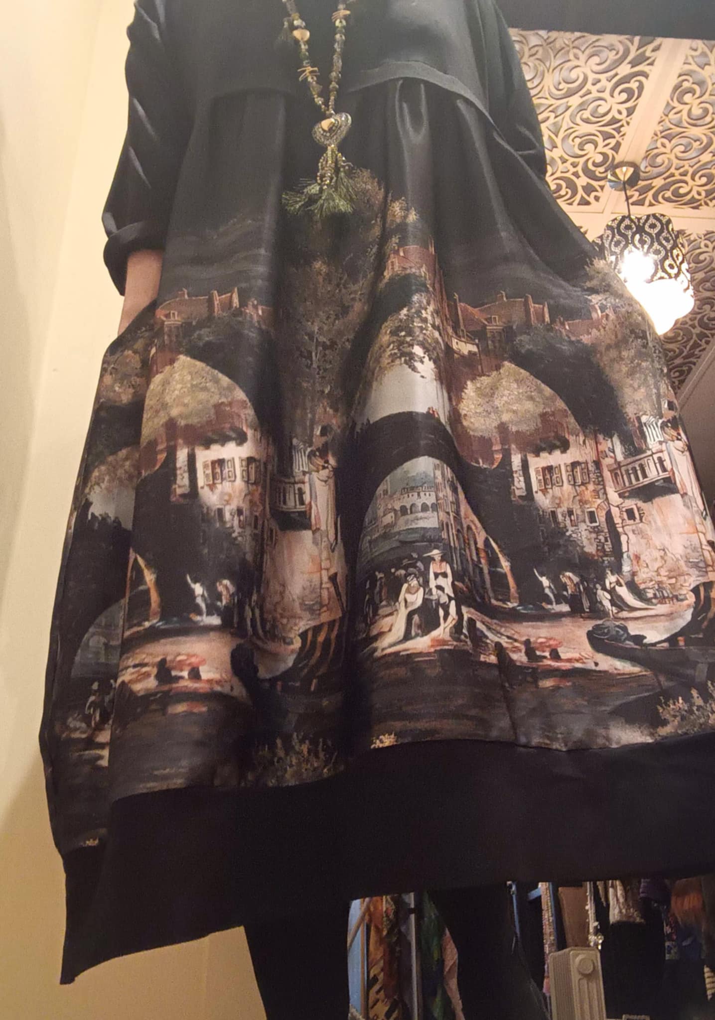 THE 'VENEZIA' STUNNING ITALIAN SCENE PRINT COCOON DRESS WITH PRETTY POCKETS