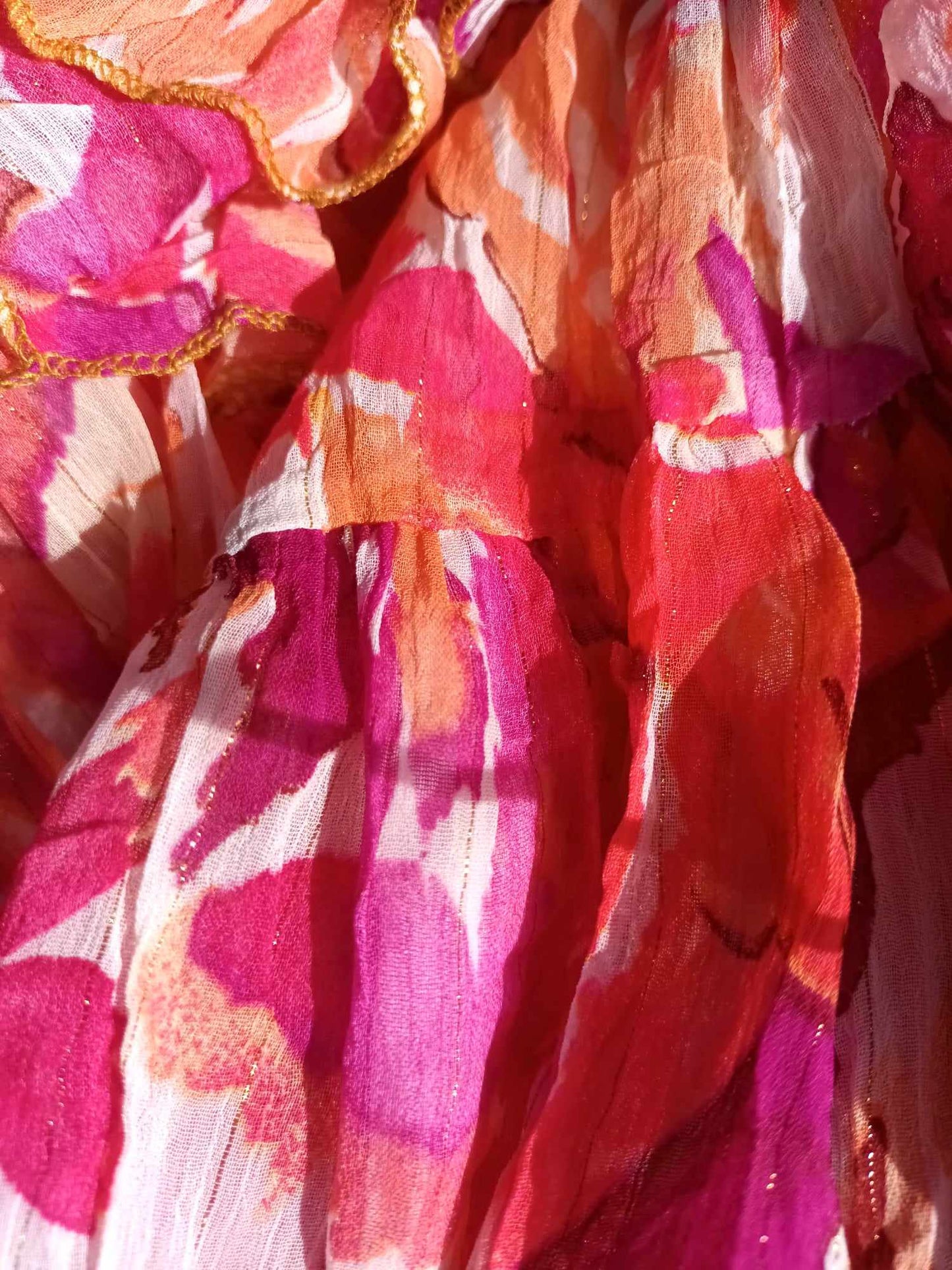 'ELEANOR' RHAPSODY IN PINKS BEAUTIFUL BOTANIC PRINT DRESS WITH SWISHY HEMLINE AND FLUTTER SLEEVES