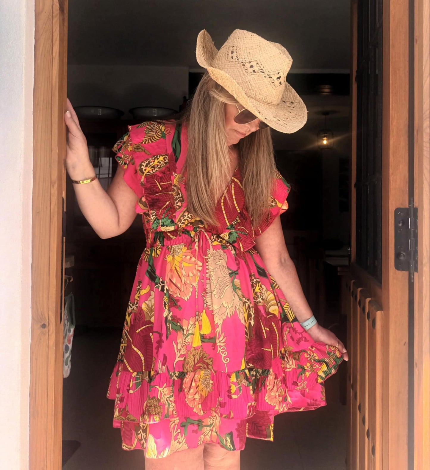 THE 'LOLA LOVES SUMMER' FLIPPY PLEATED FRILL DETAIL DRESS FROM OUR EXCLUSIVE SPANISH COLLECTION IN HOT PINK OR SKY BLUE