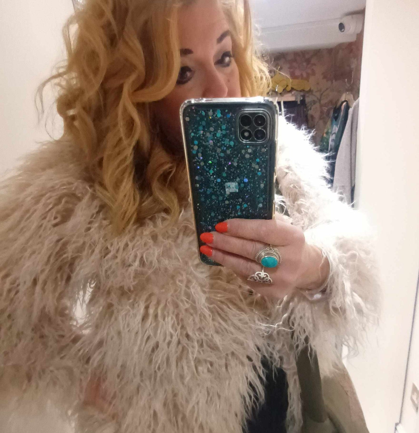 THE 'PENNY LANE' VINTAGE 70'S STYLE SHAGGY MONGOLIAN FUR FULLY LINED JACKET