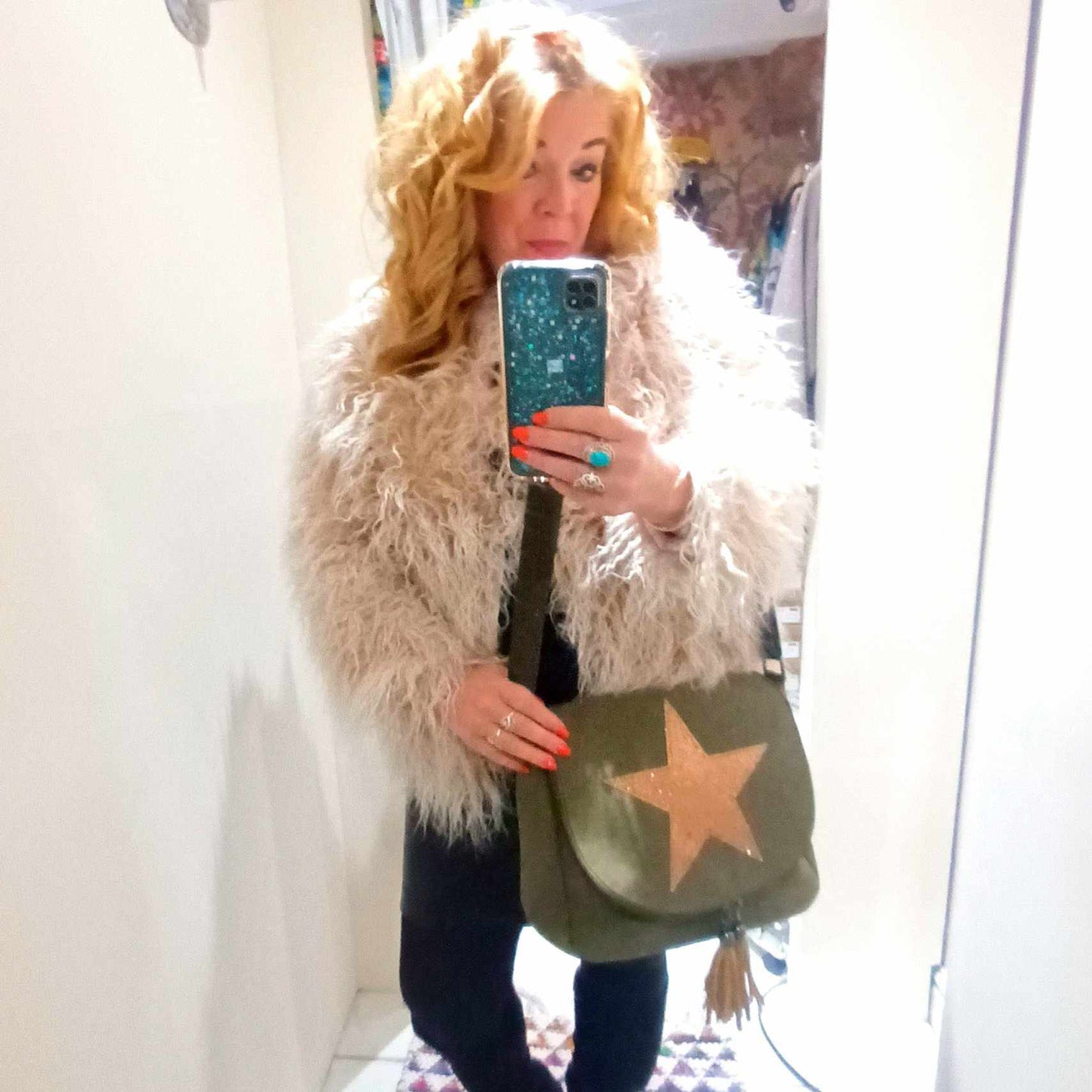 THE 'PENNY LANE' VINTAGE 70'S STYLE SHAGGY MONGOLIAN FUR FULLY LINED JACKET