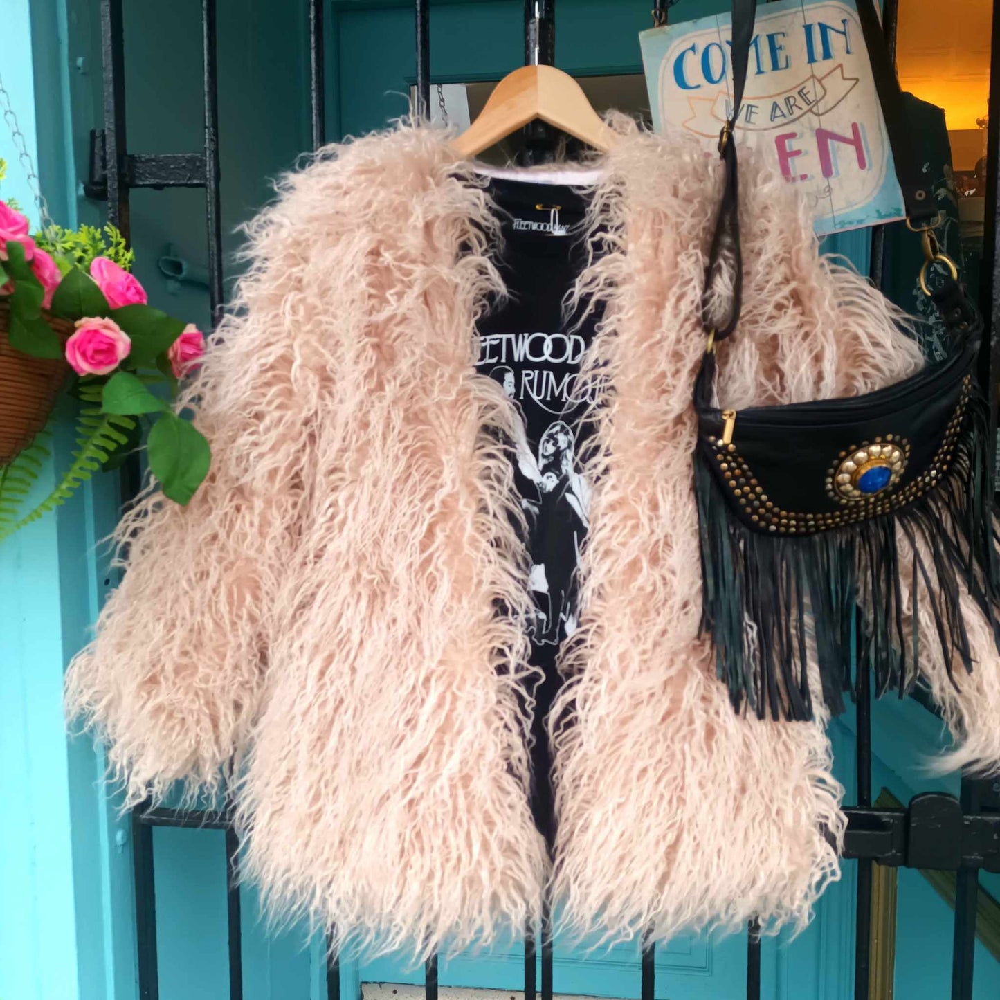 THE 'PENNY LANE' VINTAGE 70'S STYLE SHAGGY MONGOLIAN FUR FULLY LINED JACKET