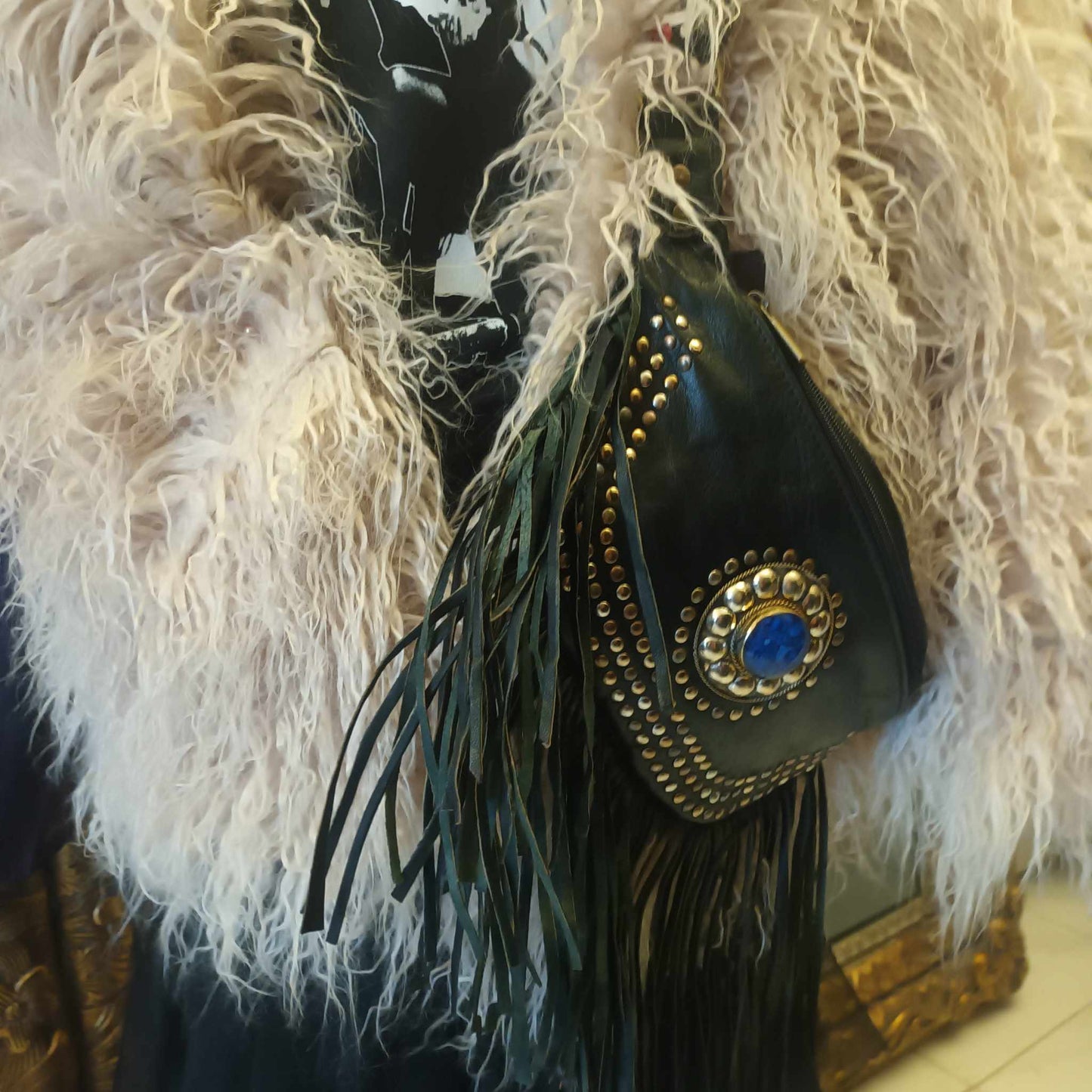 THE 'PENNY LANE' VINTAGE 70'S STYLE SHAGGY MONGOLIAN FUR FULLY LINED JACKET