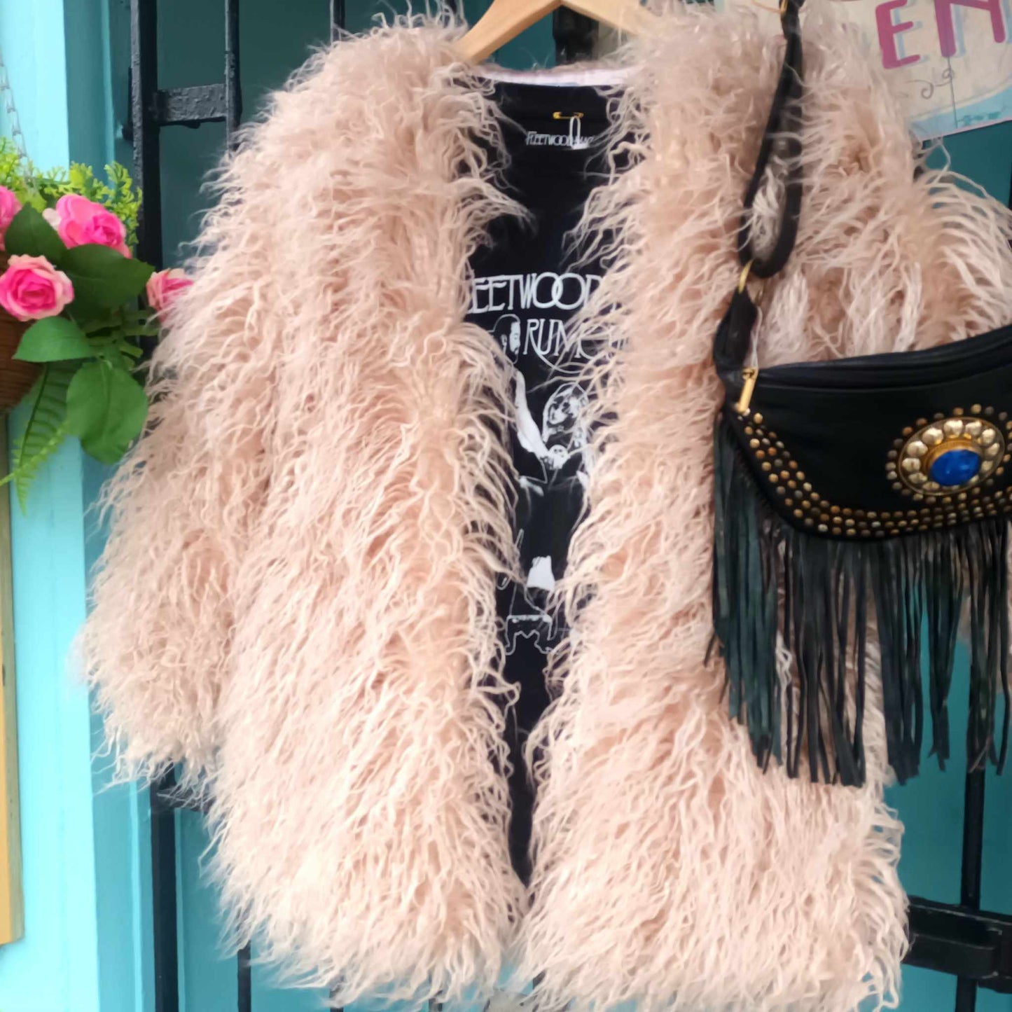 THE 'PENNY LANE' VINTAGE 70'S STYLE SHAGGY MONGOLIAN FUR FULLY LINED JACKET