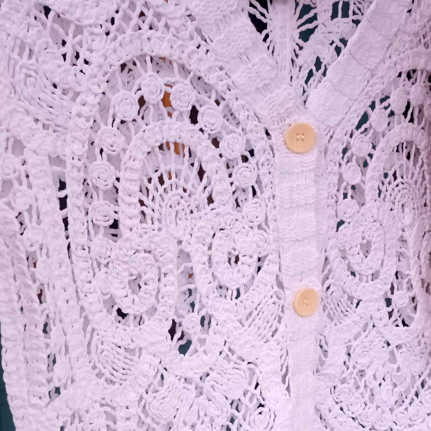 THE 'MARIELLA' VINTAGE STYLE 100% COTTON CROCHET CARDIGAN WHITE/BLACK OR CREAM