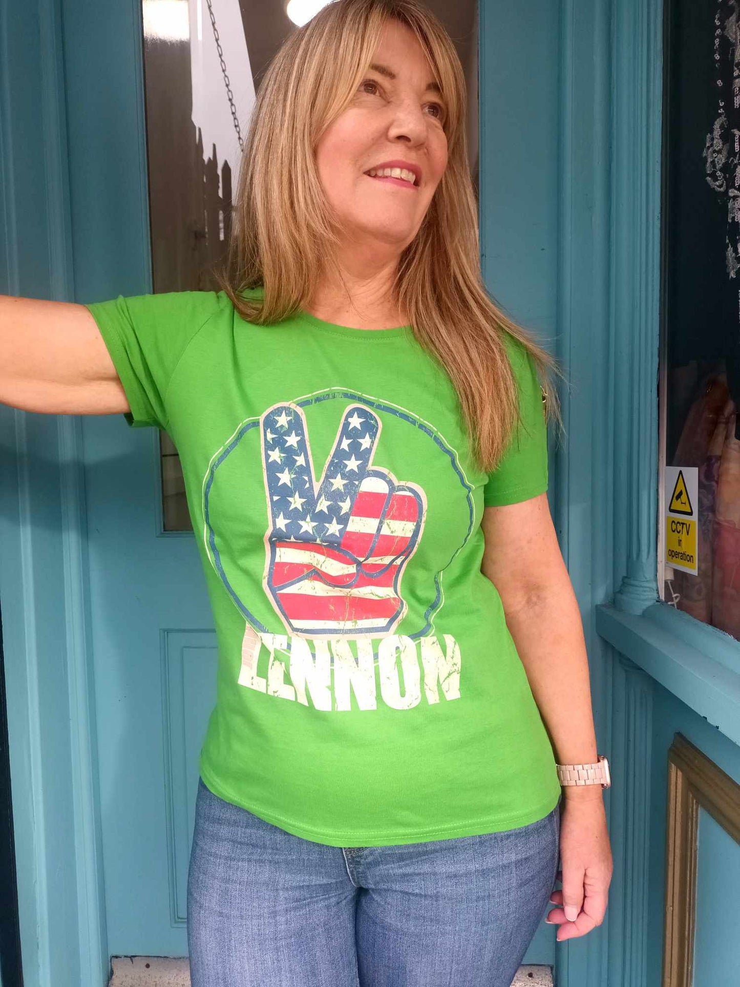 'ROCK STAR RANGE' VINTAGE STYLE JOHN LENNON PEACE T SHIRT ***FEMALE FIT***