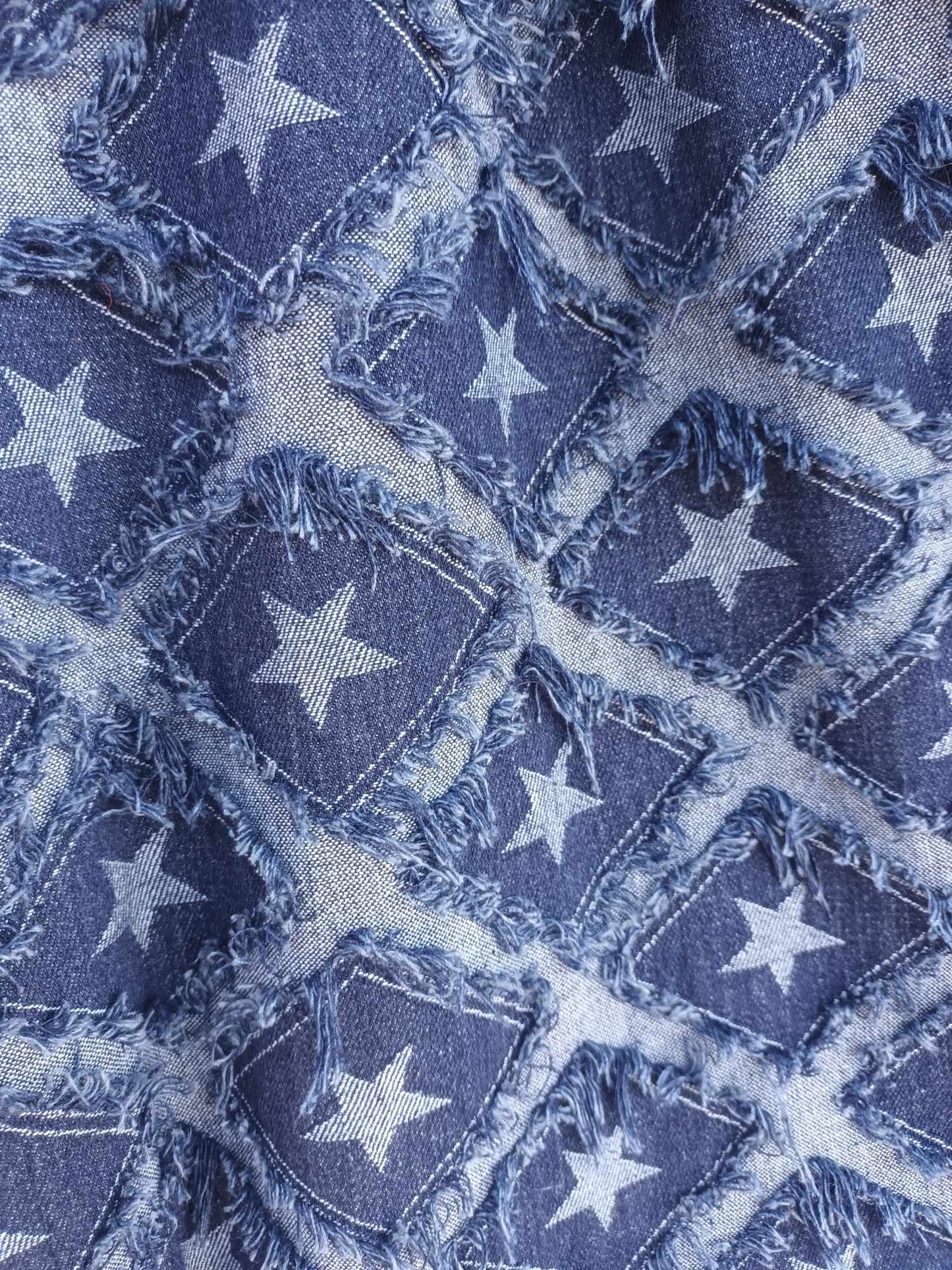 THE 'URBAN STAR' TEXTURED DENIM STAR DESIGN WIDE LEGGED JEANS WITH STRETCH WAIST
