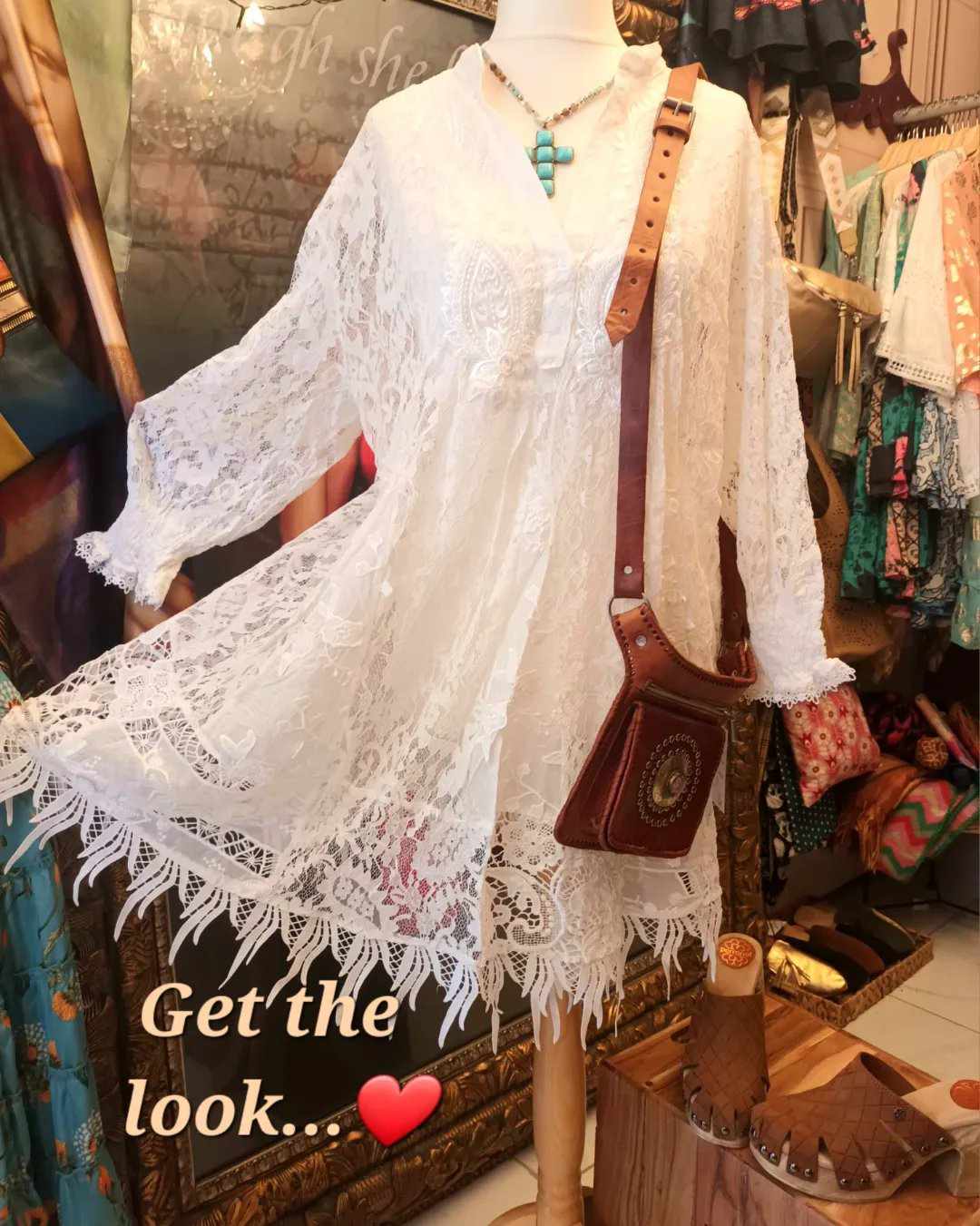 THE 'CHANTELLE' BEAUTIFUL WHITE LACE BEADED FLIPPY GODET HEM BOHEMIAN STYLETUNIC DRESS