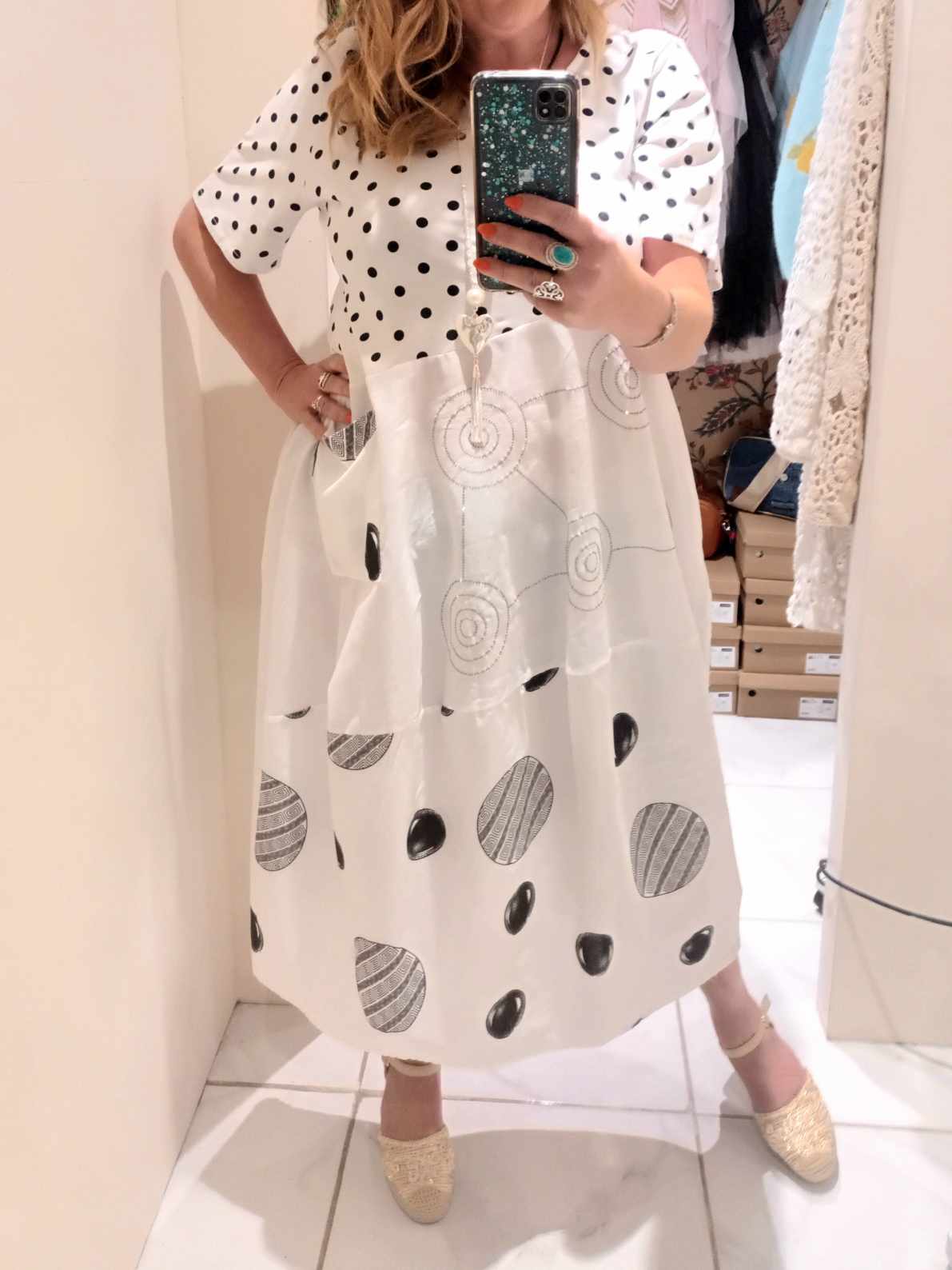 THE 'DOTTIE SPARKLE' POLKA DOT SPOT, SPARKLE DETAIL FABULOUSLY FLATTERING COCOON DRESS