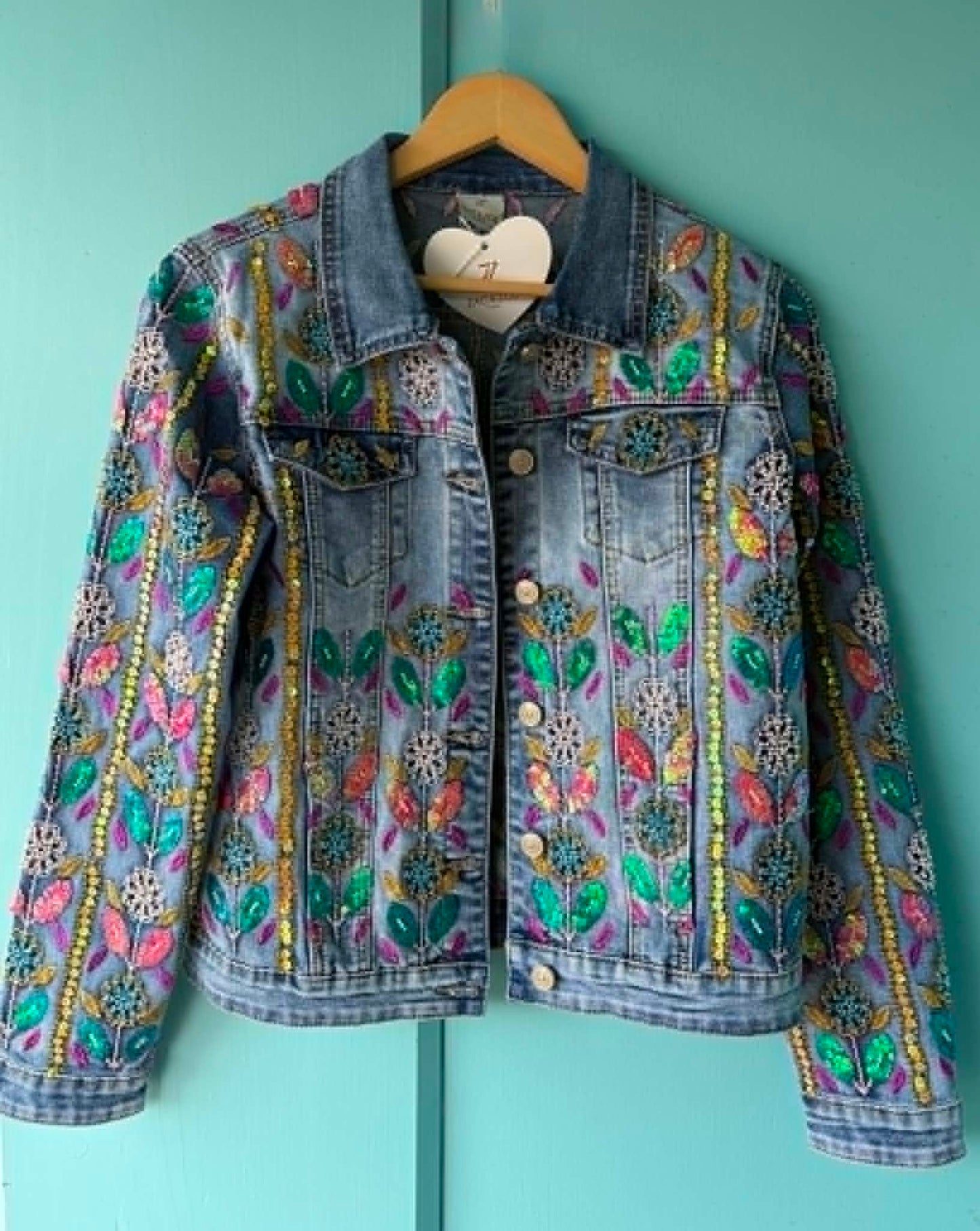 THE 'FANTASIA' EXQUISITELY EMBROIDERED AND BEADED SOFT DENIM JACKET FROM OUIR PARISIAN COLLECTION
