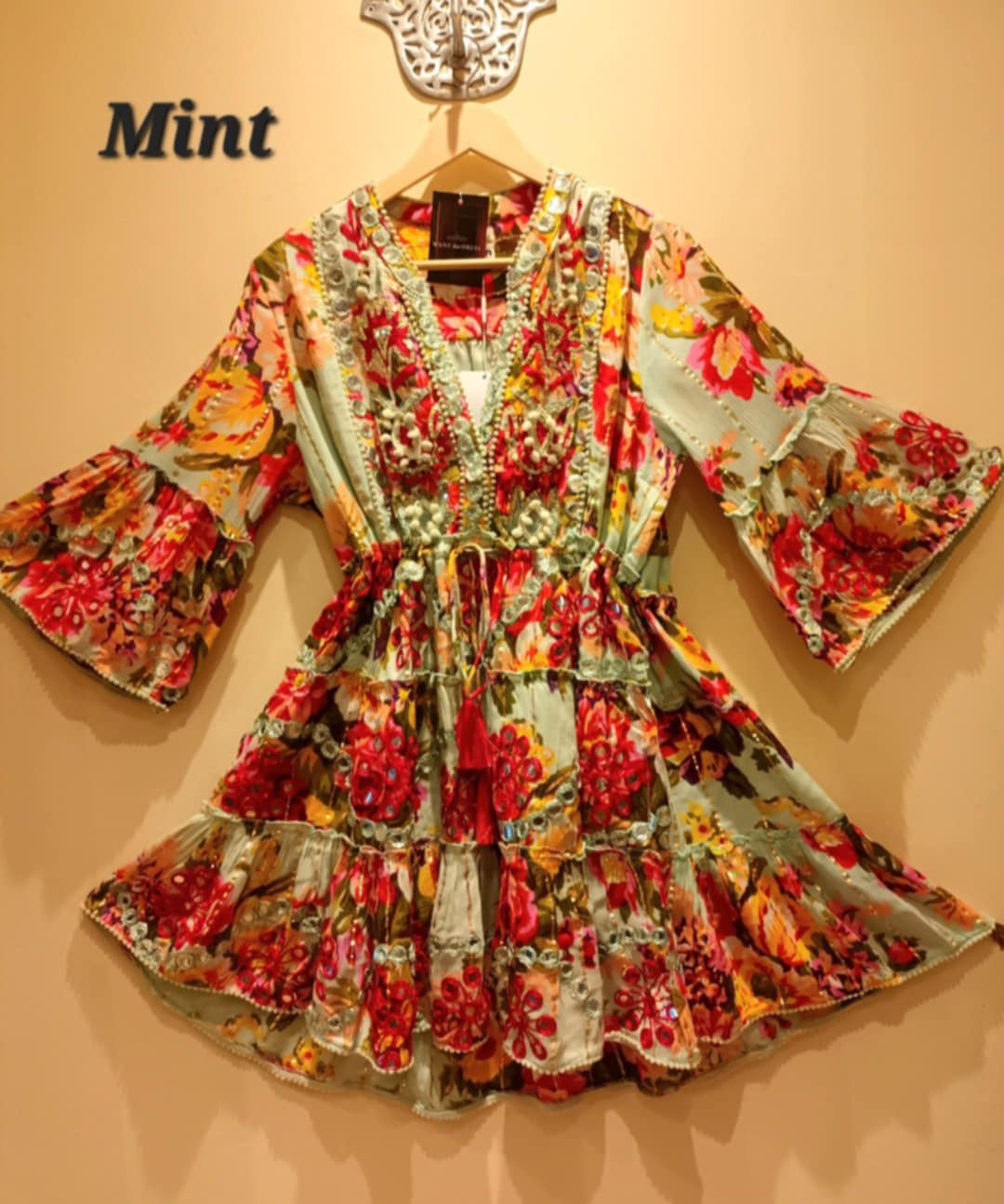 THE 'CATALINA' STUNNING VINTAGE FLORAL PRINT EMBELLISHED FLIPPY DRESS FROM OUR SPANISH COLLECTION CHOOSE YOUR COLOUR!