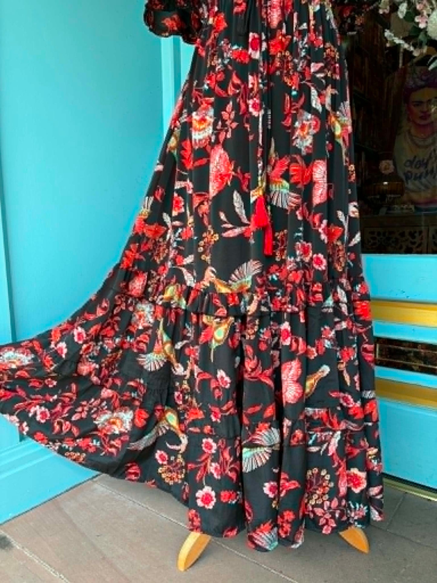 THE 'ALHAMBRA BIRD OF PARADISE' BREATH TAKING MULTI BIRD PRINT DRESS FROM OUR EXCLUSIVE SPANISH COLLECTION