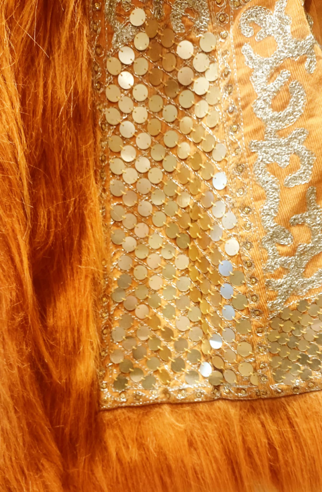 THE 'ELKIE' BREATHTAKING RICHLY EMBELLISHED FAUX FUR 70'S STYLE AFGHAN COAT IN SAFFRON FROM OUR EXCLUSIVE SPANISH RANGE