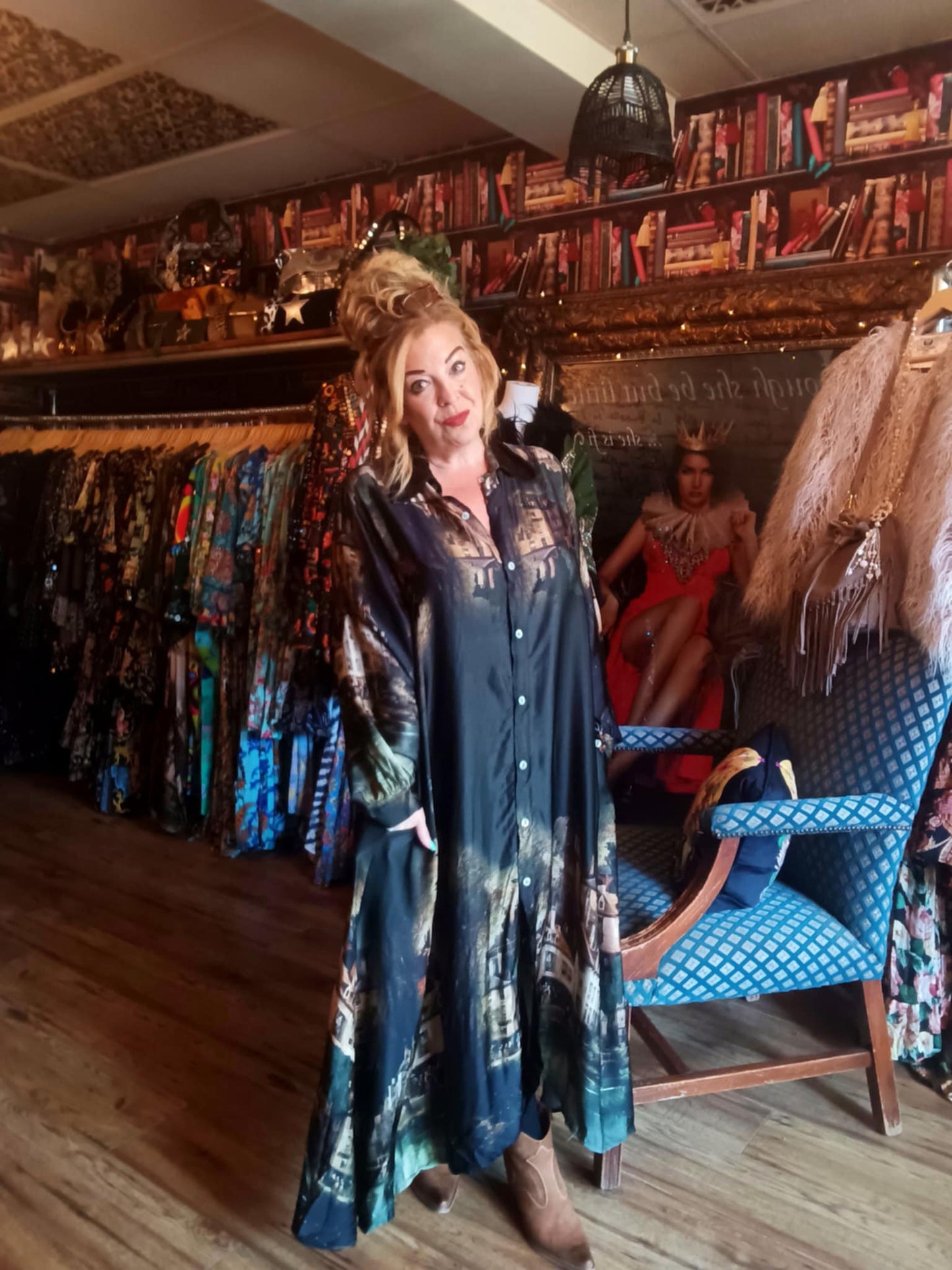 THE 'HERITAGE' STUNNING SILK BLEND BUTTON THROUGH SHIRT DRESS WITH POCKETS