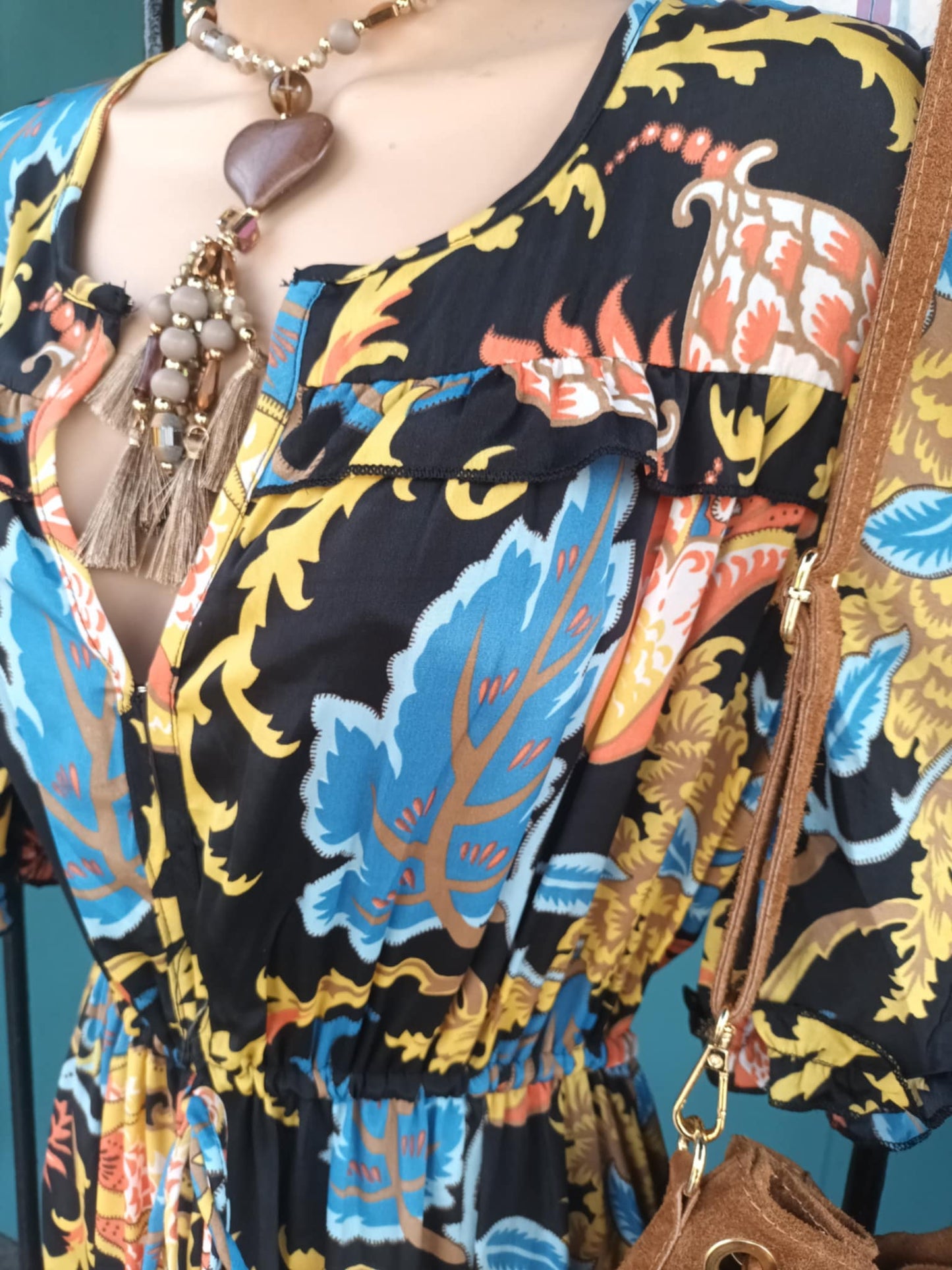 THE 'ALHAMBRA GARDENS' BREATHTAKING GARDENIA PRINT FRILL HEM DRESS FROM OUR EXCLUSIVE SPANISH COLLECTION