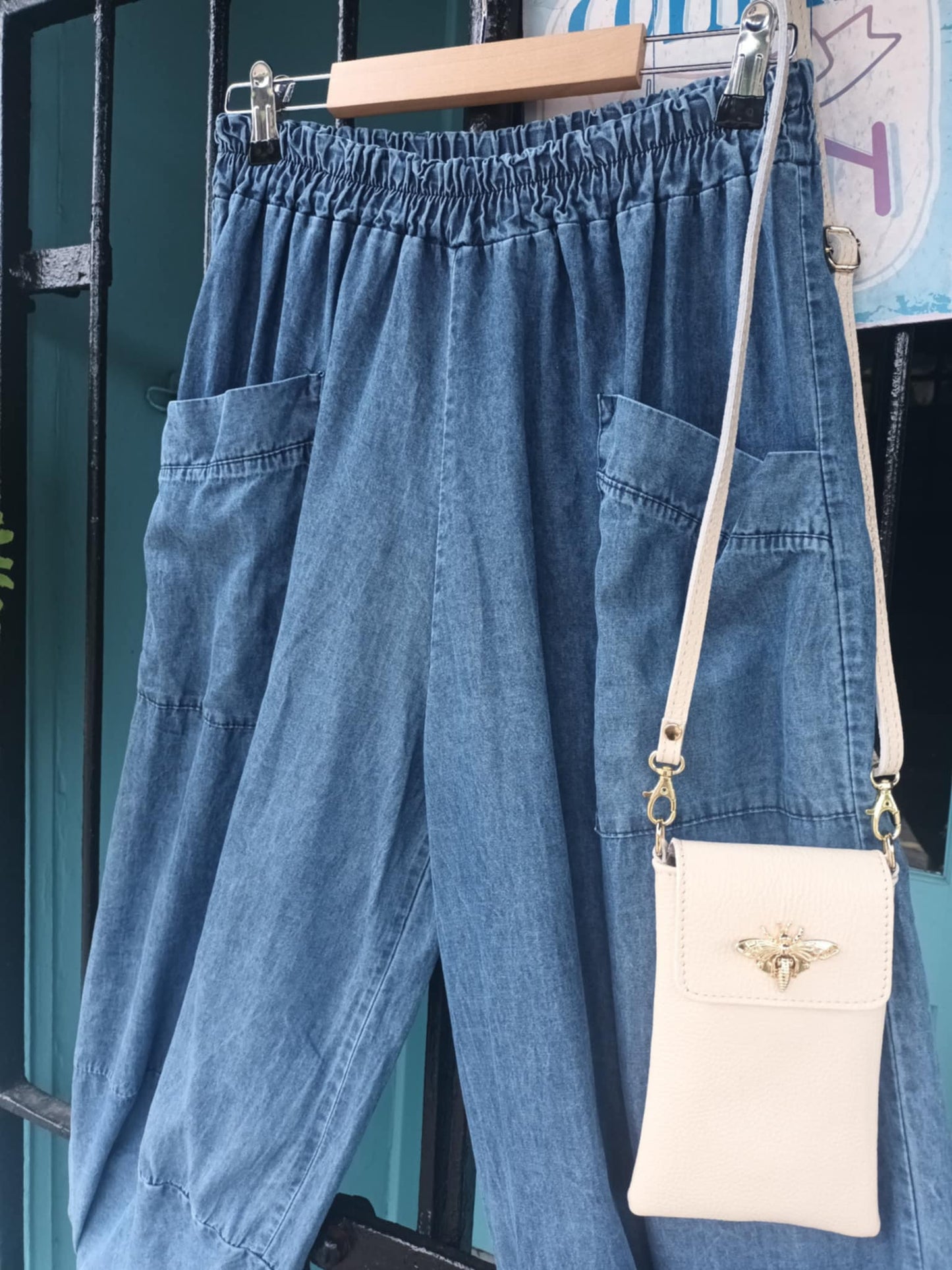 THE 'URBAN CHIC' LIGHTWEIGHT DENIM COCOON PANTS WITH OVERSIZED FRONT POCKETS