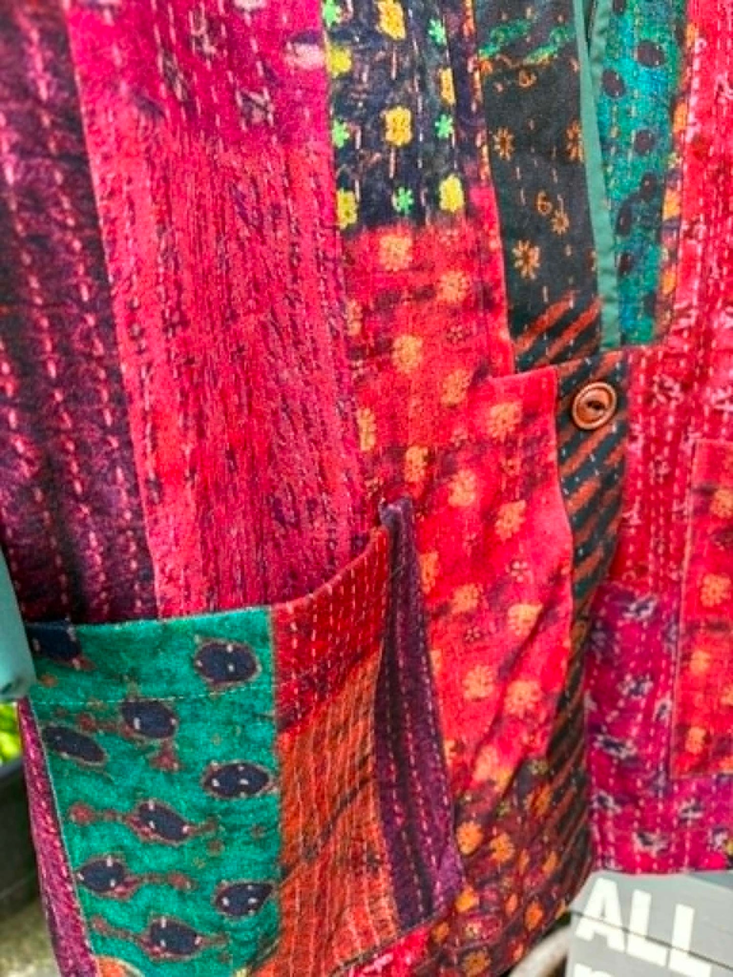 THE 'STEVIE' STUNNING BOHO 70'S STYLE JEWEL COLOURED PATCHWORK PRINT SOFT FEEL JACKET