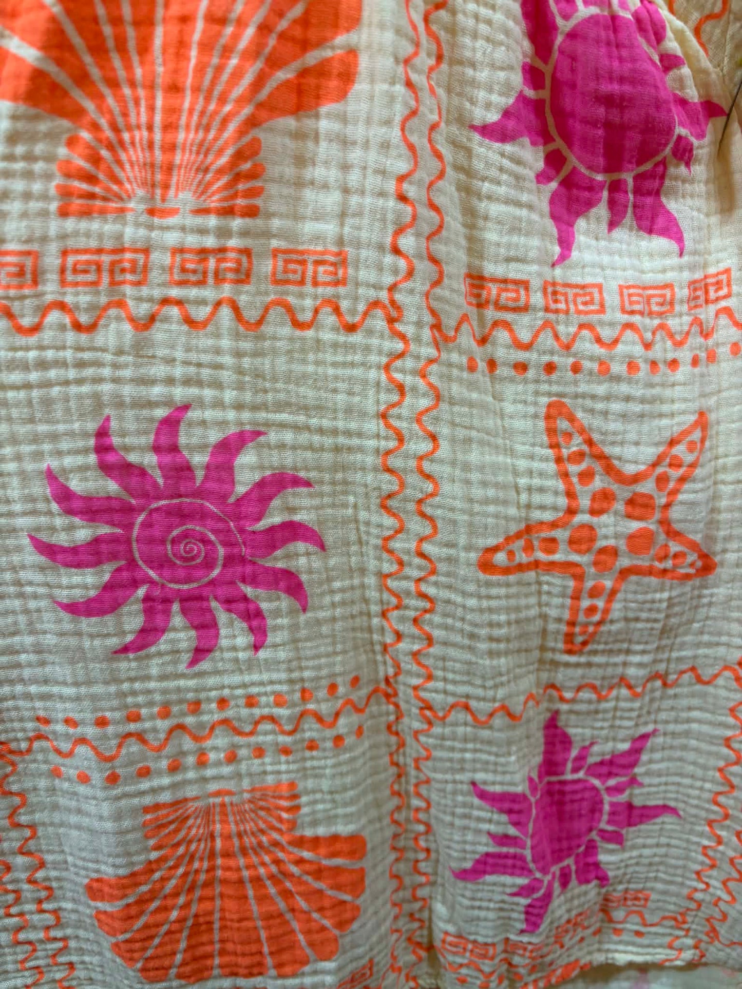 THE 'SOLEIL' STUNNING 100% COTTON SEA AND SUN PRINT BUTTON THROUGH SMOCK TOP MADE IN ITALY