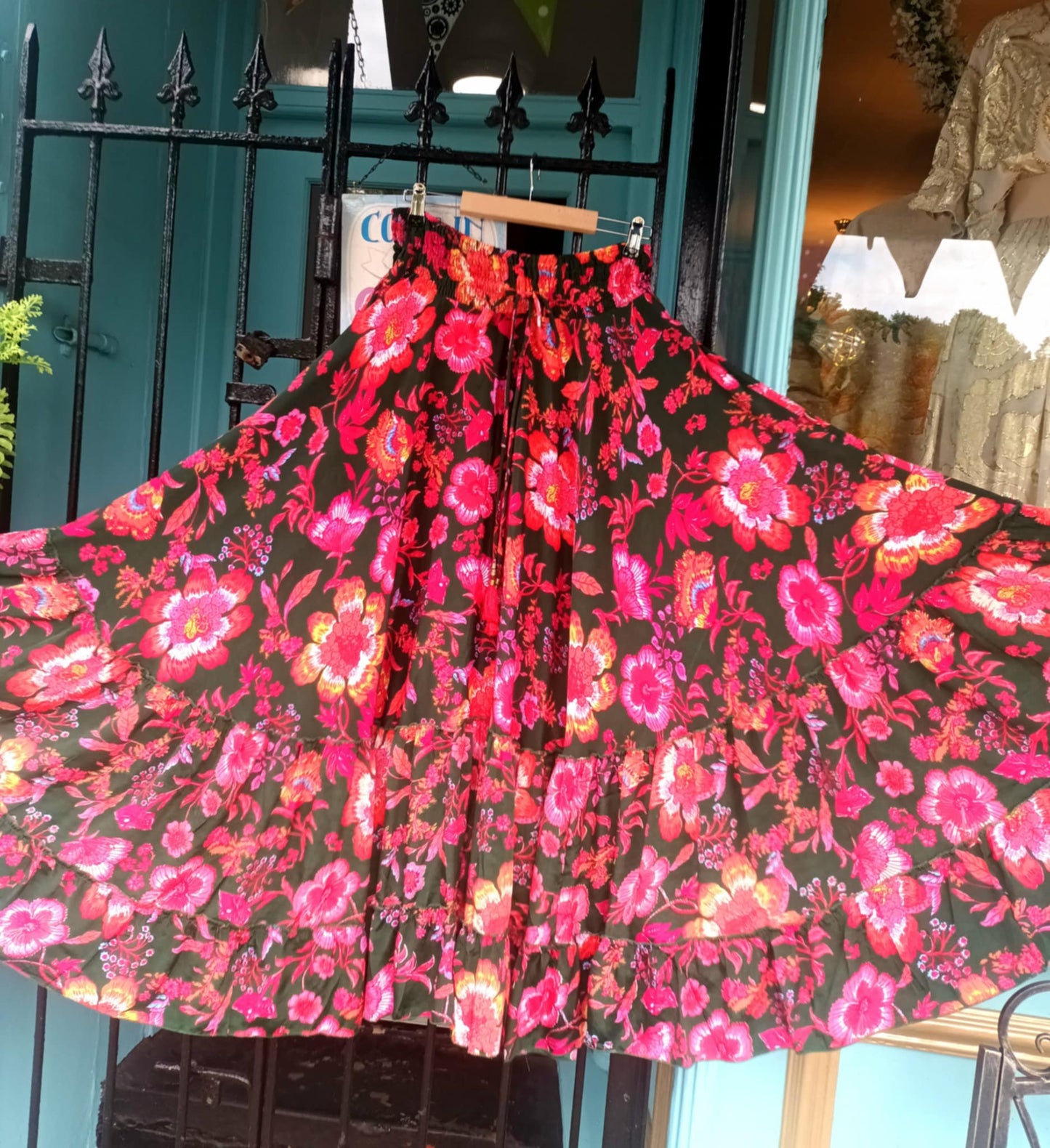 THE MARISOL TWO PIECE SUIT WITH ANGEL SLEEVES AND FULL CIRCLE SKIRT FROM OUR EXCLUSIVE SPANISH COLLECTION