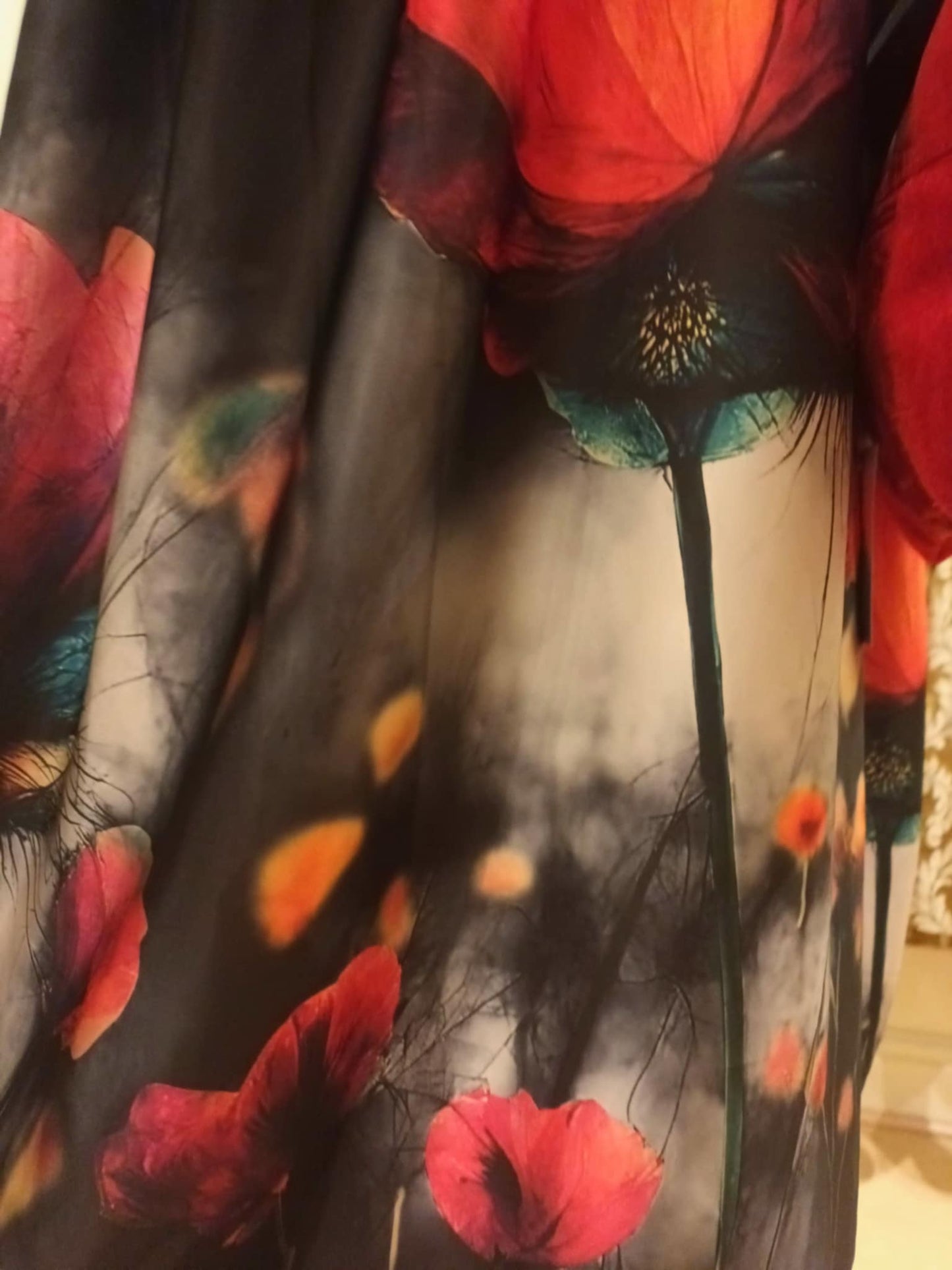 THE 'POPPY' VIBRANT COCCON STYLE SCOOP NECK DRESS WITH PRETTY POCKETS