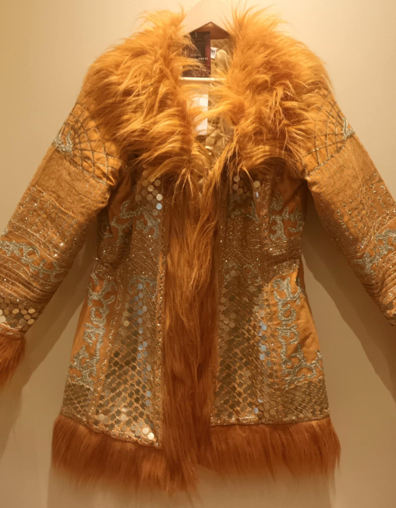 THE 'ELKIE' BREATHTAKING RICHLY EMBELLISHED FAUX FUR 70'S STYLE AFGHAN COAT IN SAFFRON FROM OUR EXCLUSIVE SPANISH RANGE