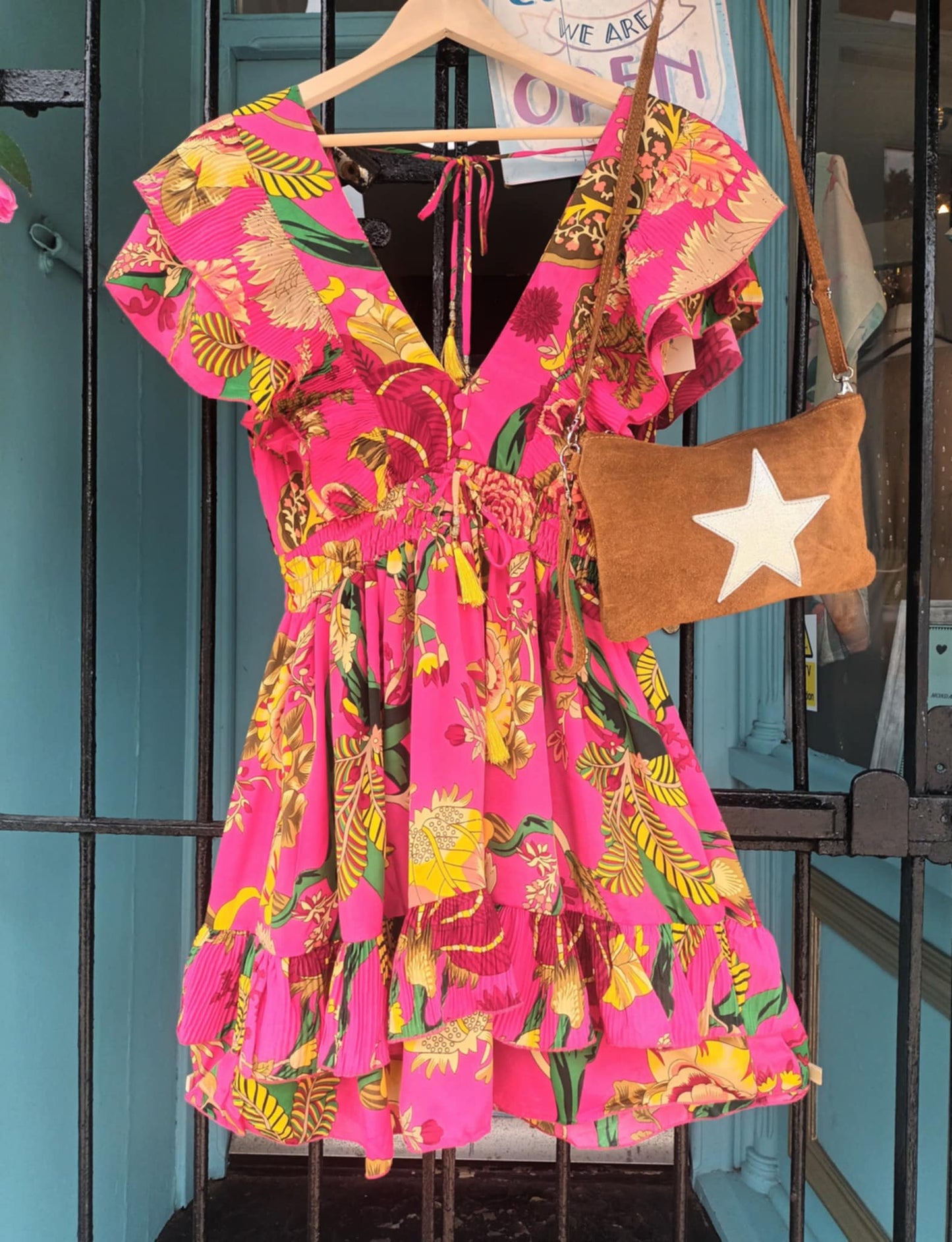 THE 'LOLA LOVES SUMMER' FLIPPY PLEATED FRILL DETAIL DRESS FROM OUR EXCLUSIVE SPANISH COLLECTION IN HOT PINK OR SKY BLUE