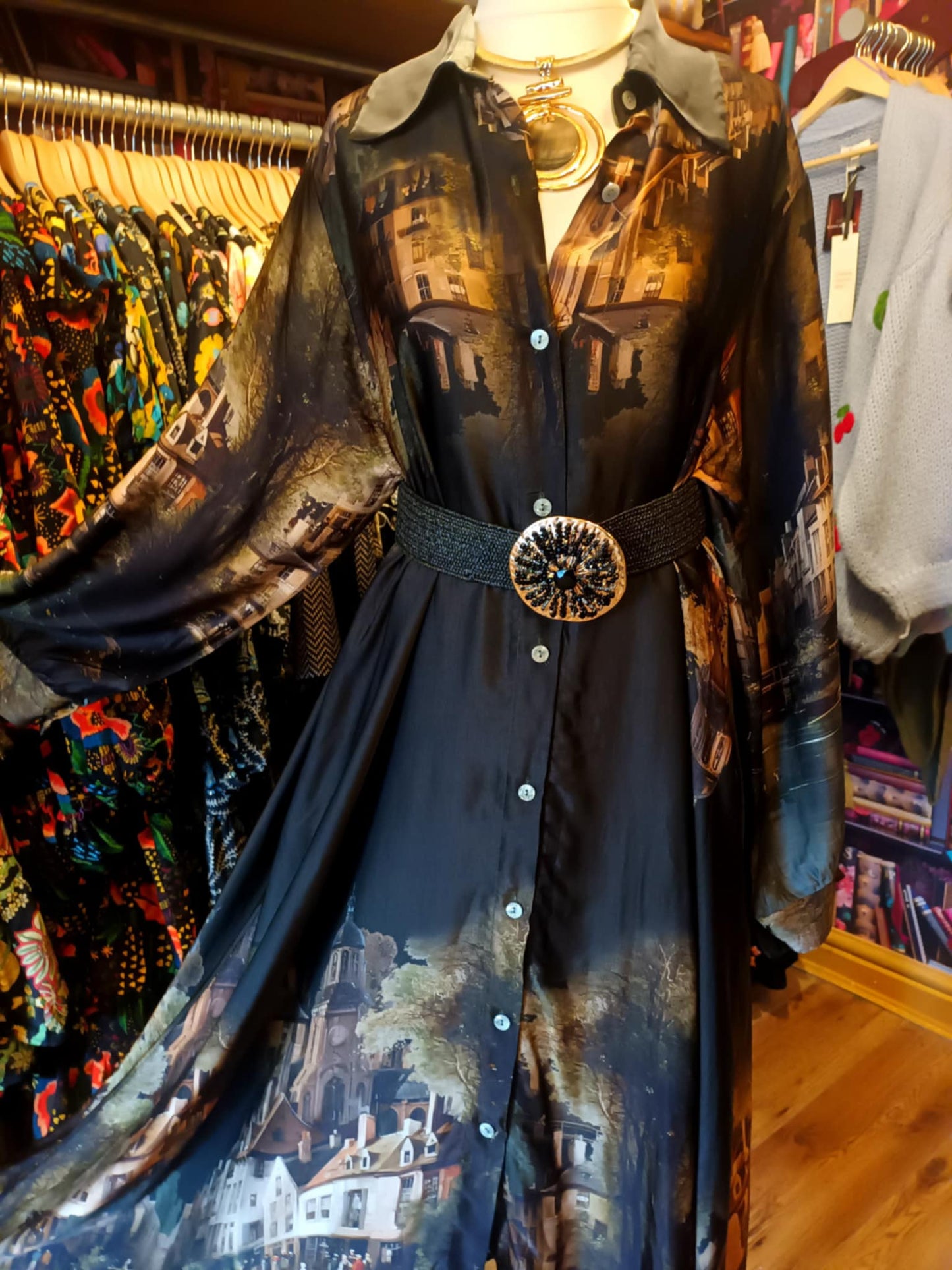 THE 'HERITAGE' STUNNING SILK BLEND BUTTON THROUGH SHIRT DRESS WITH POCKETS