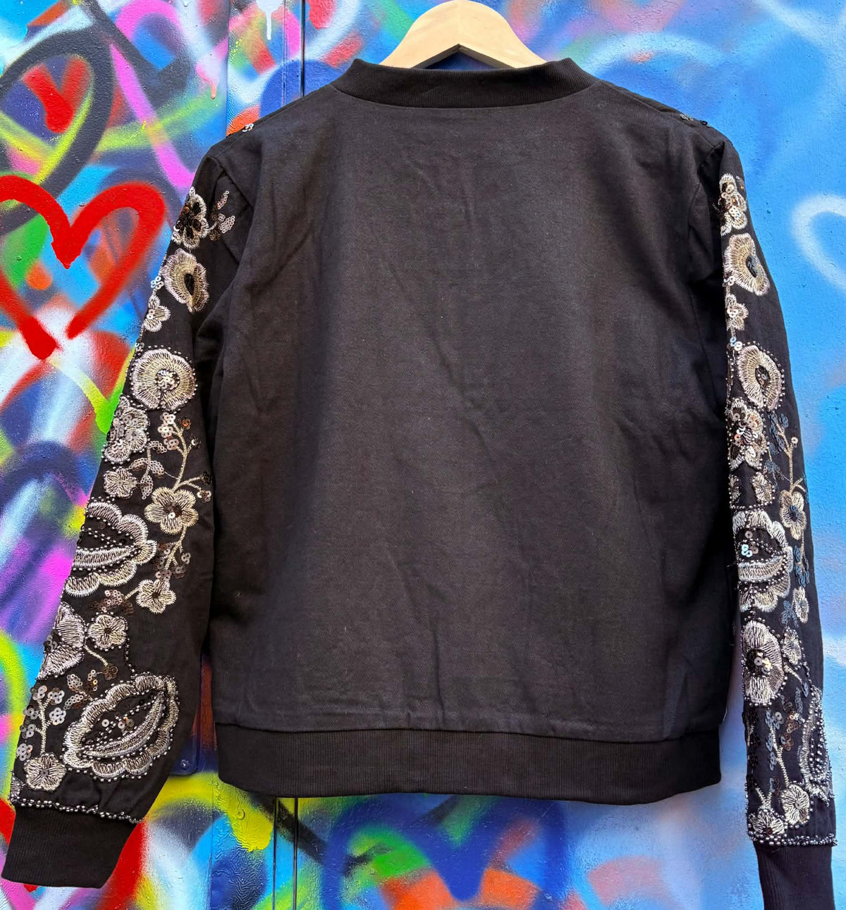 THE 'TWILIGHT ROCKS' STUNNING RICHLY BEADED, SEQUINNED AND EMBROIDERED ZIP FRONT BOMBER JACKET