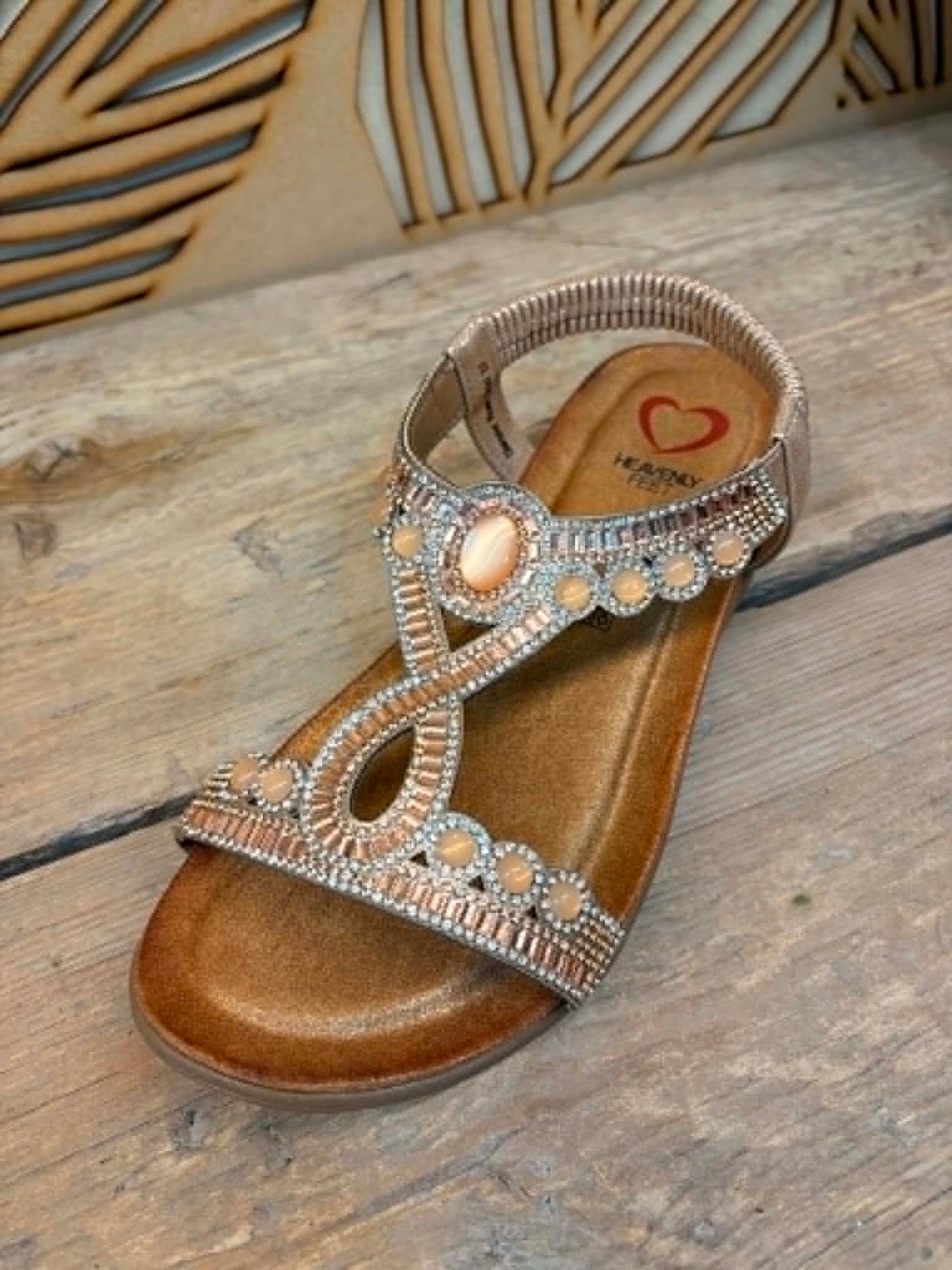 THE 'GOA' ROSE GOLD STUNNING JEWEL EMBELLISHED SUPER COMFORT CUSHION SOLE T BAR SANDAL