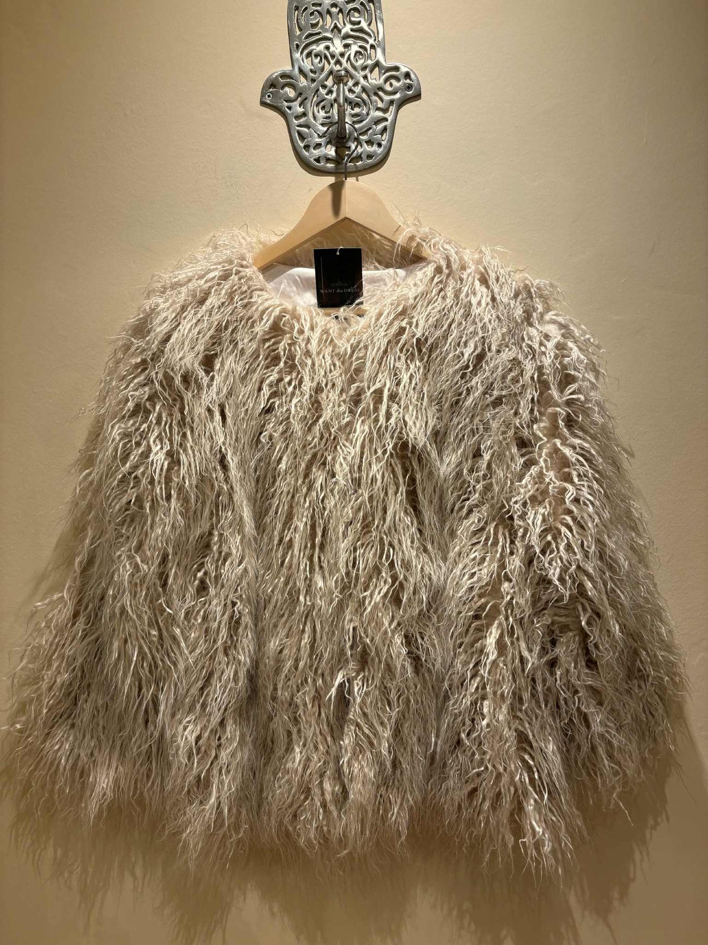 THE 'PENNY LANE' VINTAGE 70'S STYLE SHAGGY MONGOLIAN FUR FULLY LINED JACKET