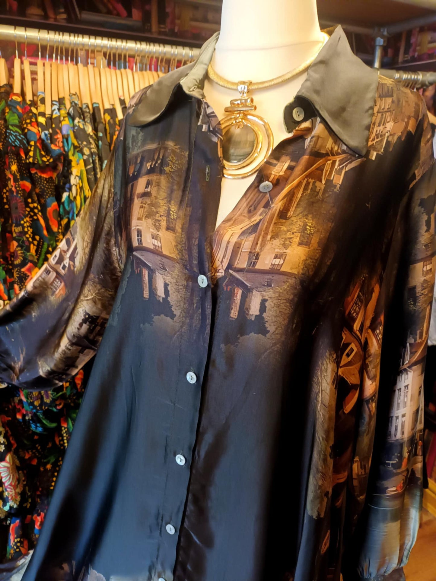 THE 'HERITAGE' STUNNING SILK BLEND BUTTON THROUGH SHIRT DRESS WITH POCKETS