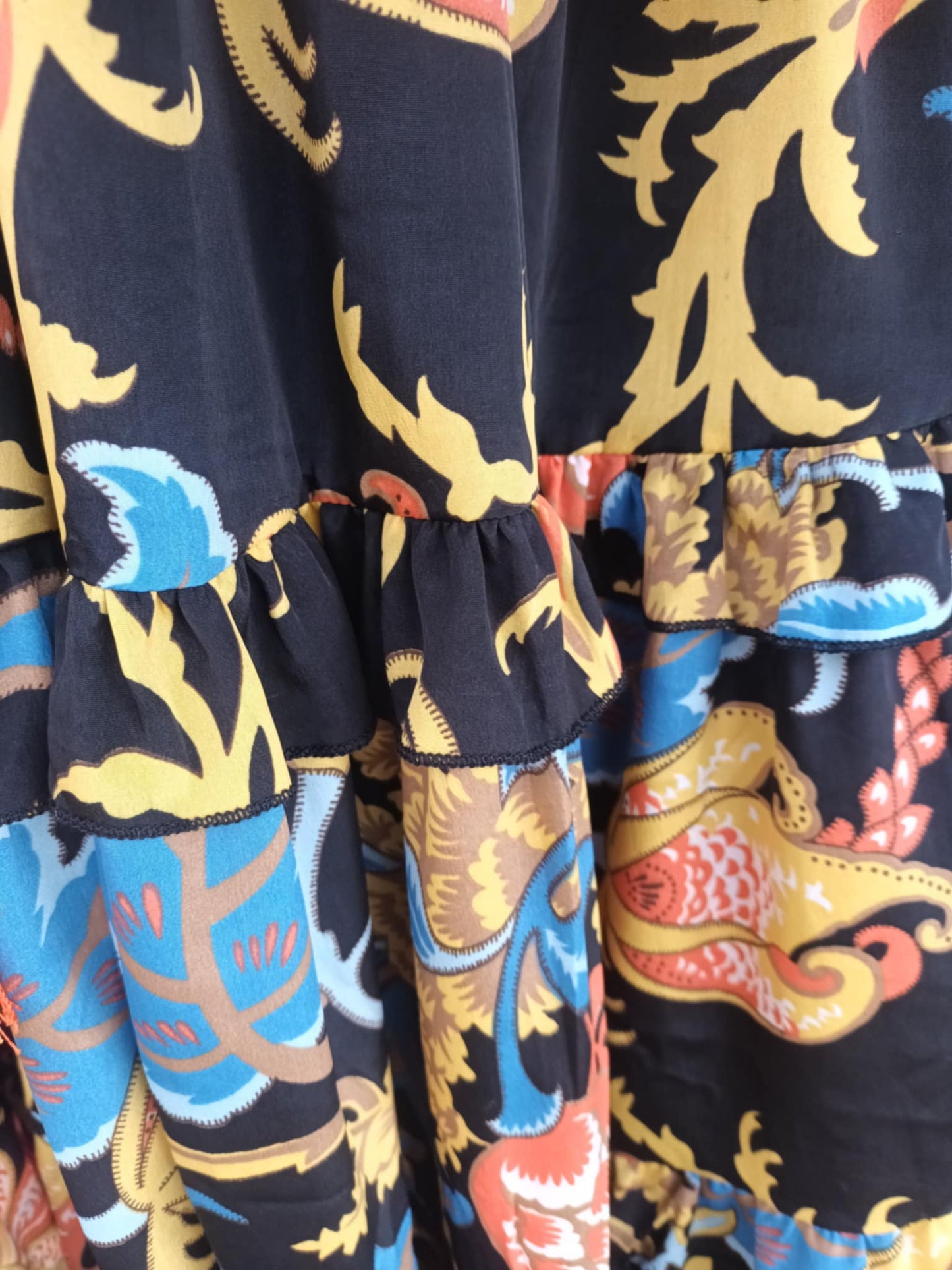 THE 'ALHAMBRA GARDENS' BREATHTAKING GARDENIA PRINT FRILL HEM DRESS FROM OUR EXCLUSIVE SPANISH COLLECTION