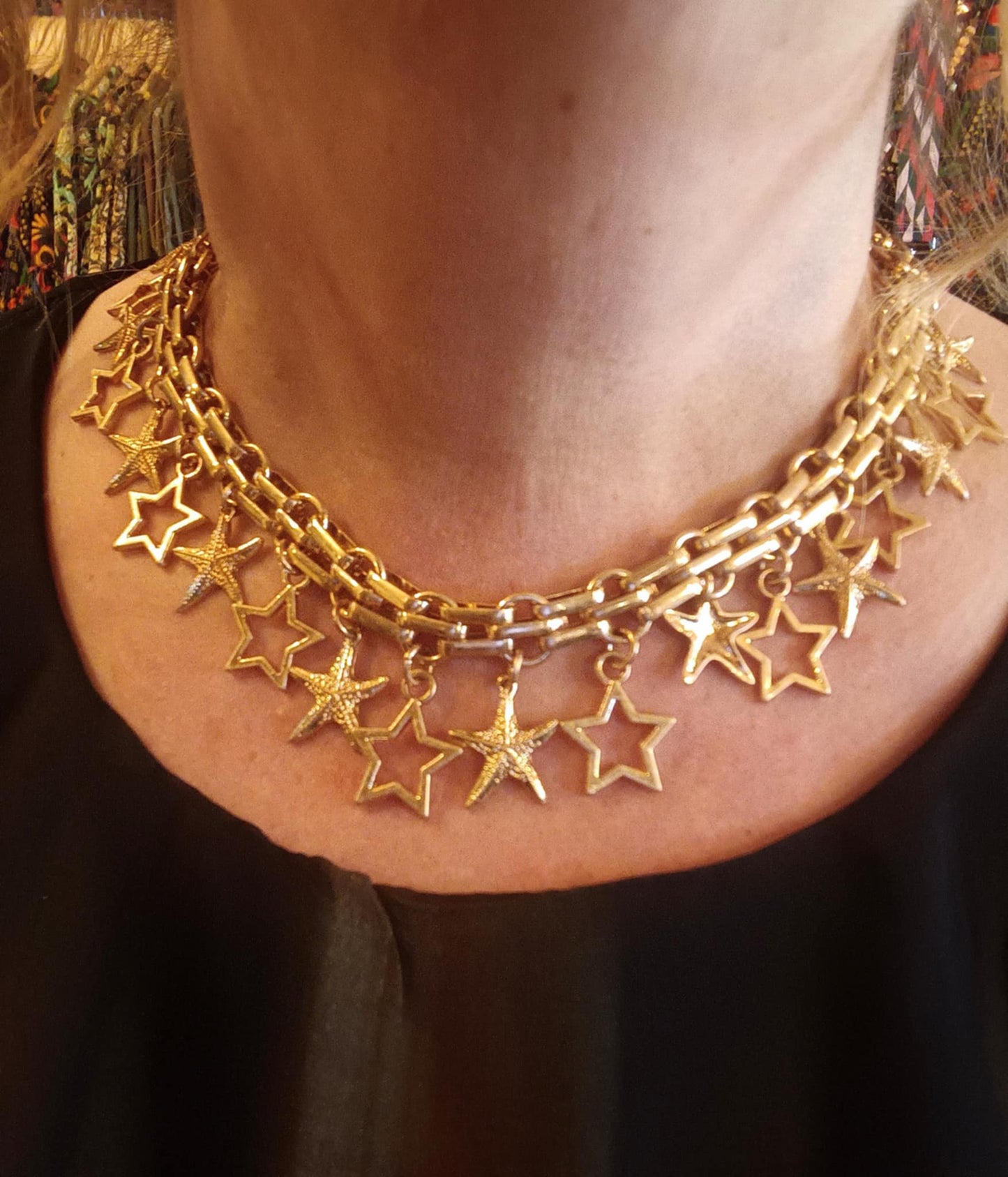THE 'STARGAZER' STUNNING SHIMMERY STAR EMBELLISHED NECKLACE IN SILVER OR GOLD COLOURS