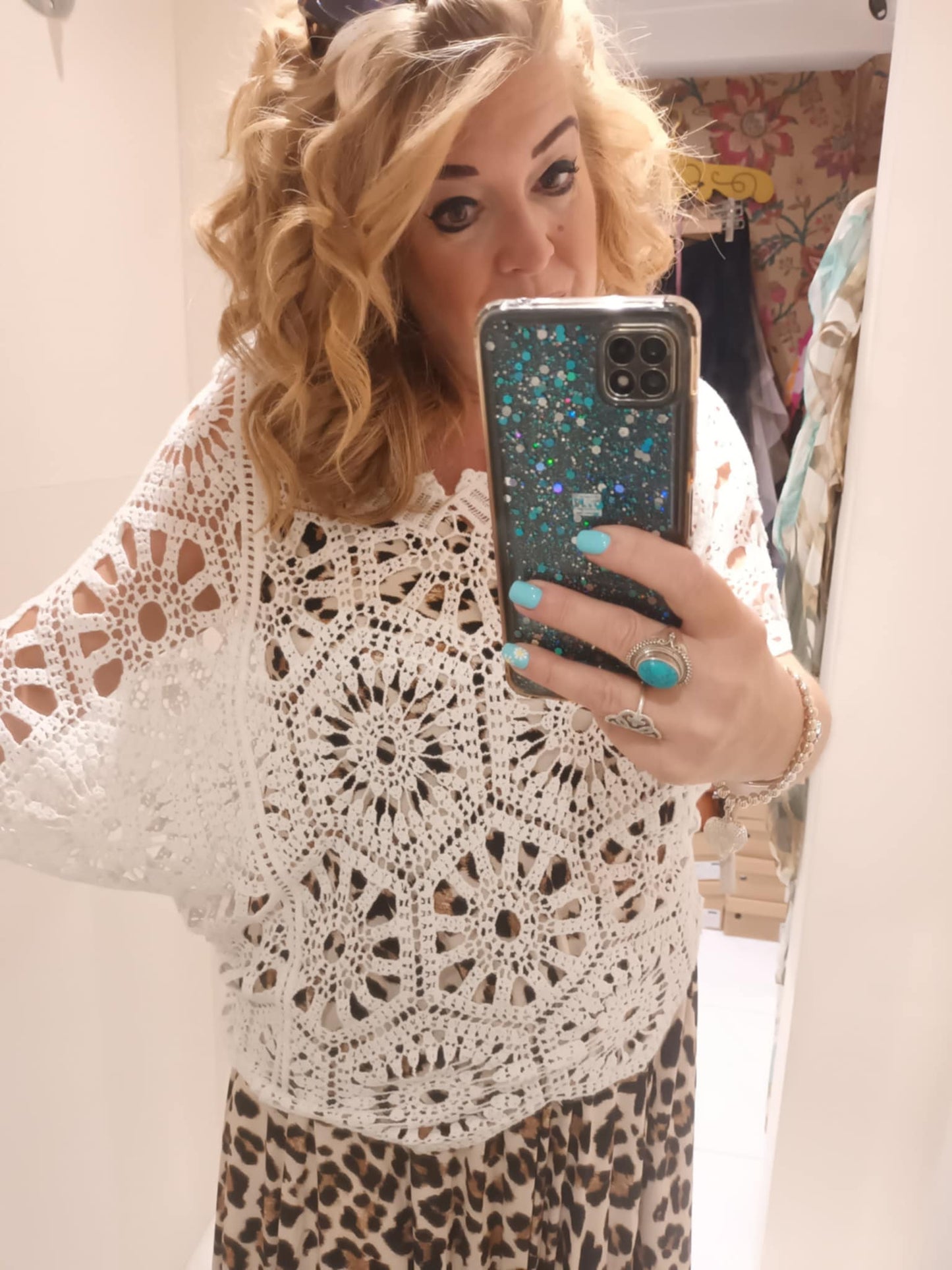 THE 'KIERA' STUNNING LIGHTWEIGHT CROCHET BATWING TOP IN 100% COTTON IN WHITE, BLACK OR CREAM