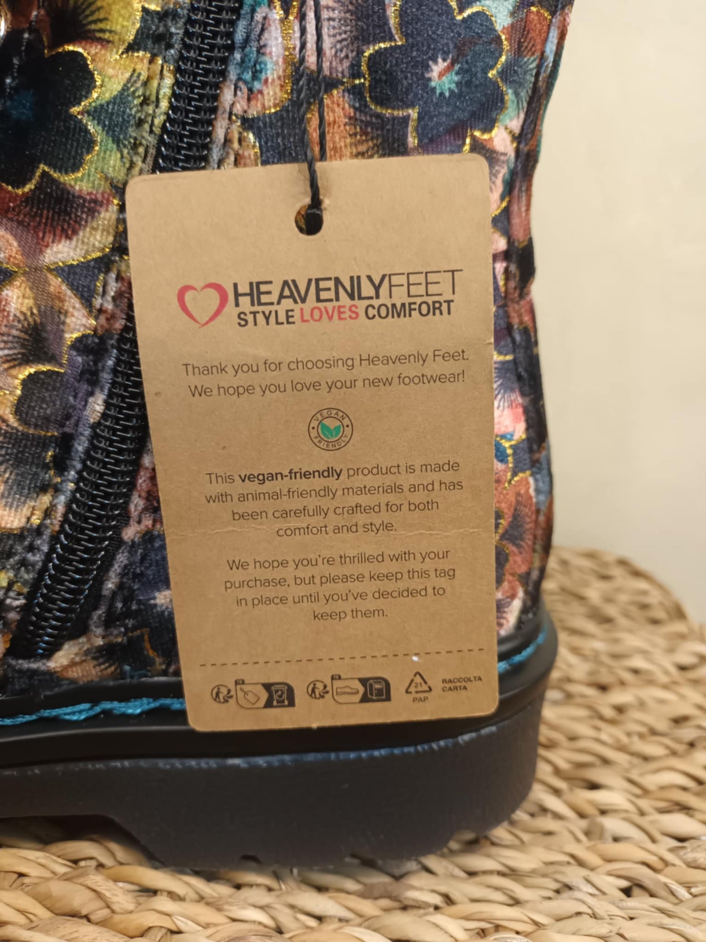 THE 'PANSY' STUNNING MULTI PANSY PATTERN LACE UP SUPER COMFORT LACE UP/ZIP BOOTS VEGAN FRIENDLY